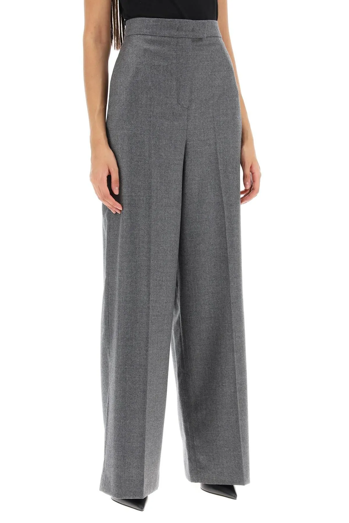 Pantaloni palazzo in lana mélange