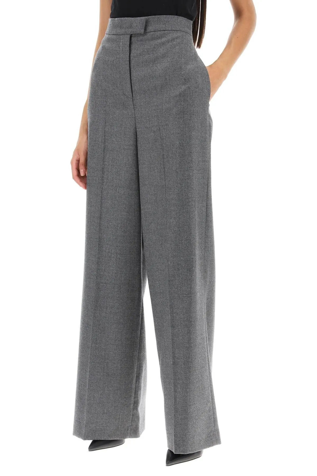 Pantaloni palazzo in lana mélange