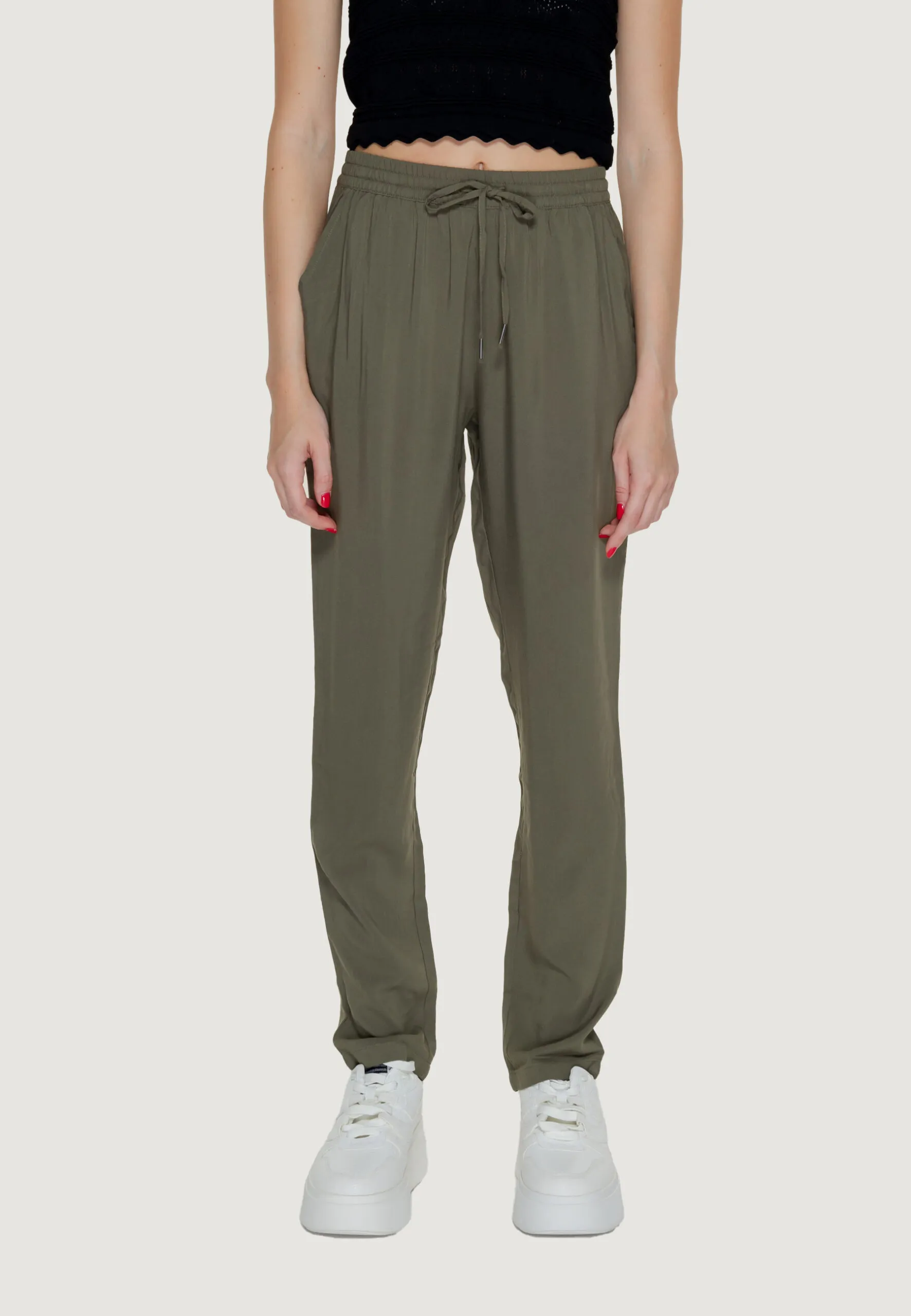 Pantaloni regular Only Onlnova Life Vis Solid Verde Oliva
