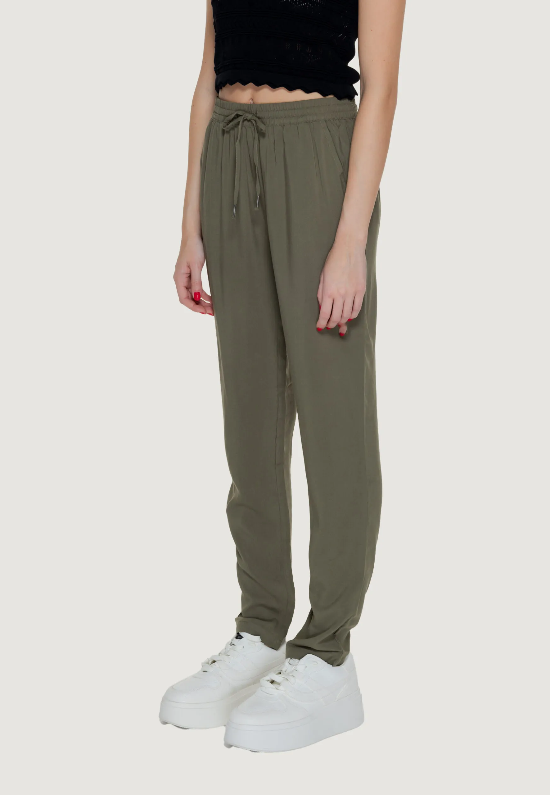 Pantaloni regular Only Onlnova Life Vis Solid Verde Oliva