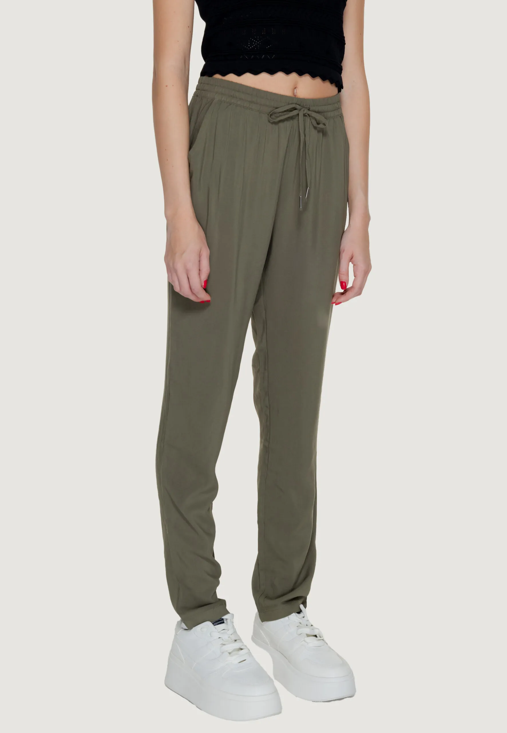 Pantaloni regular Only Onlnova Life Vis Solid Verde Oliva