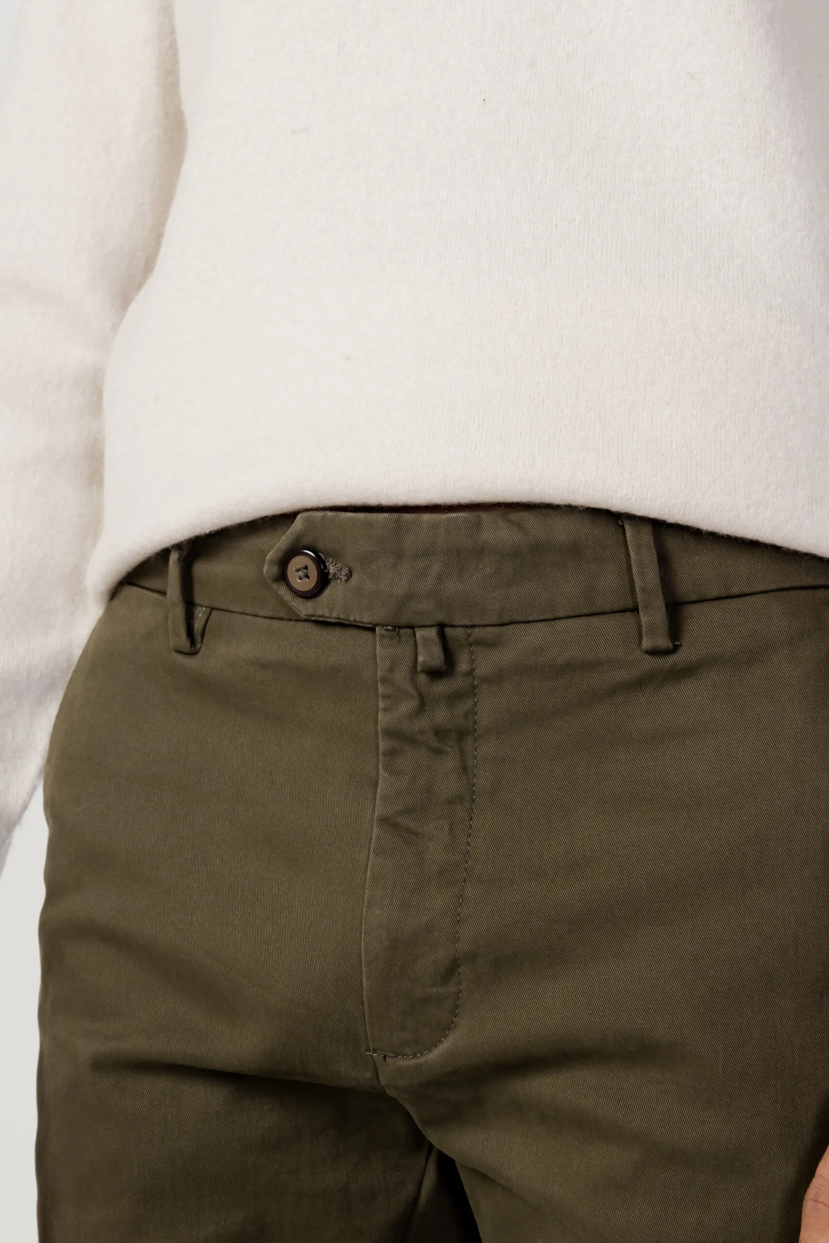 Pantaloni slim Borghese twill Verde Oliva