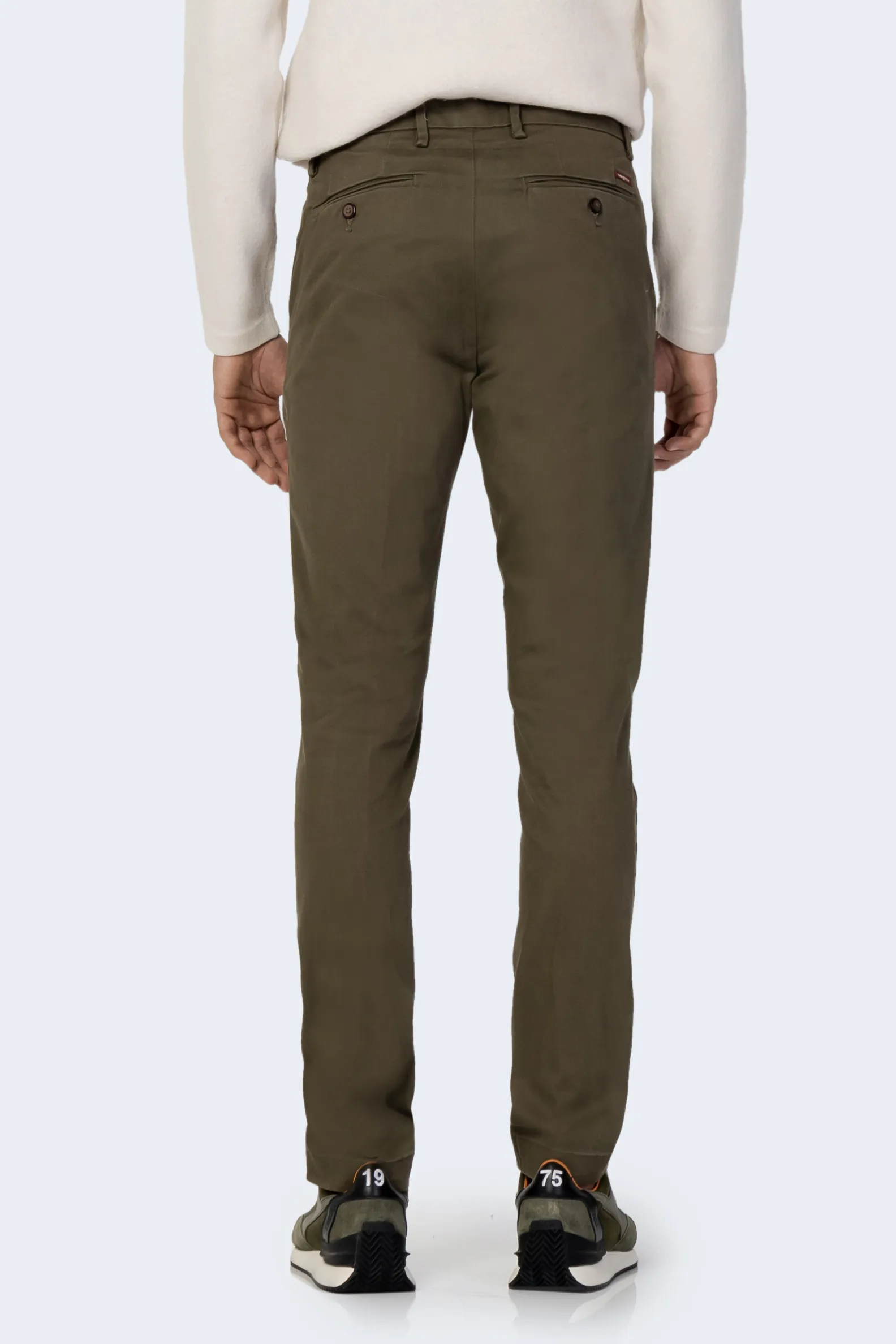 Pantaloni slim Borghese twill Verde Oliva