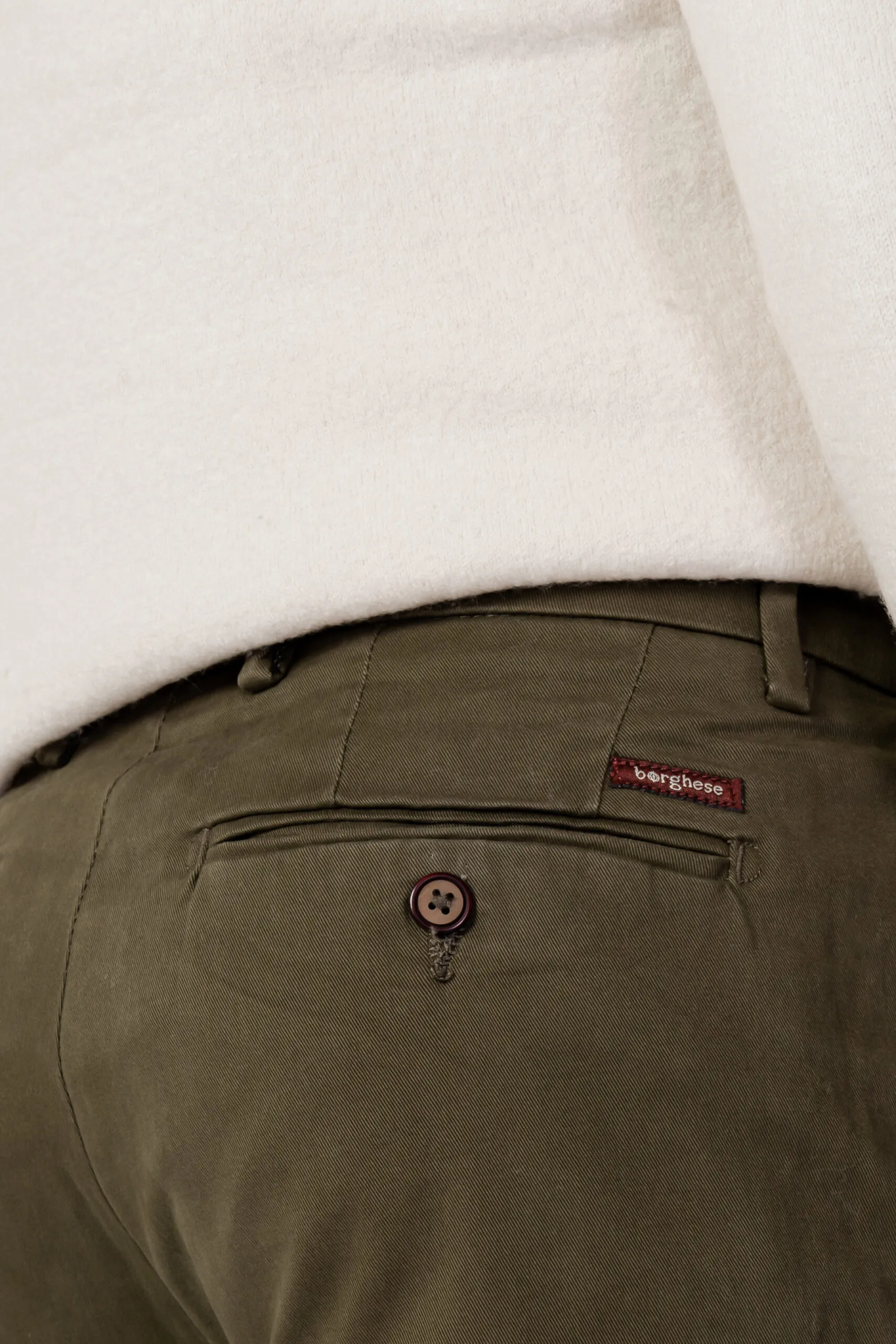 Pantaloni slim Borghese twill Verde Oliva