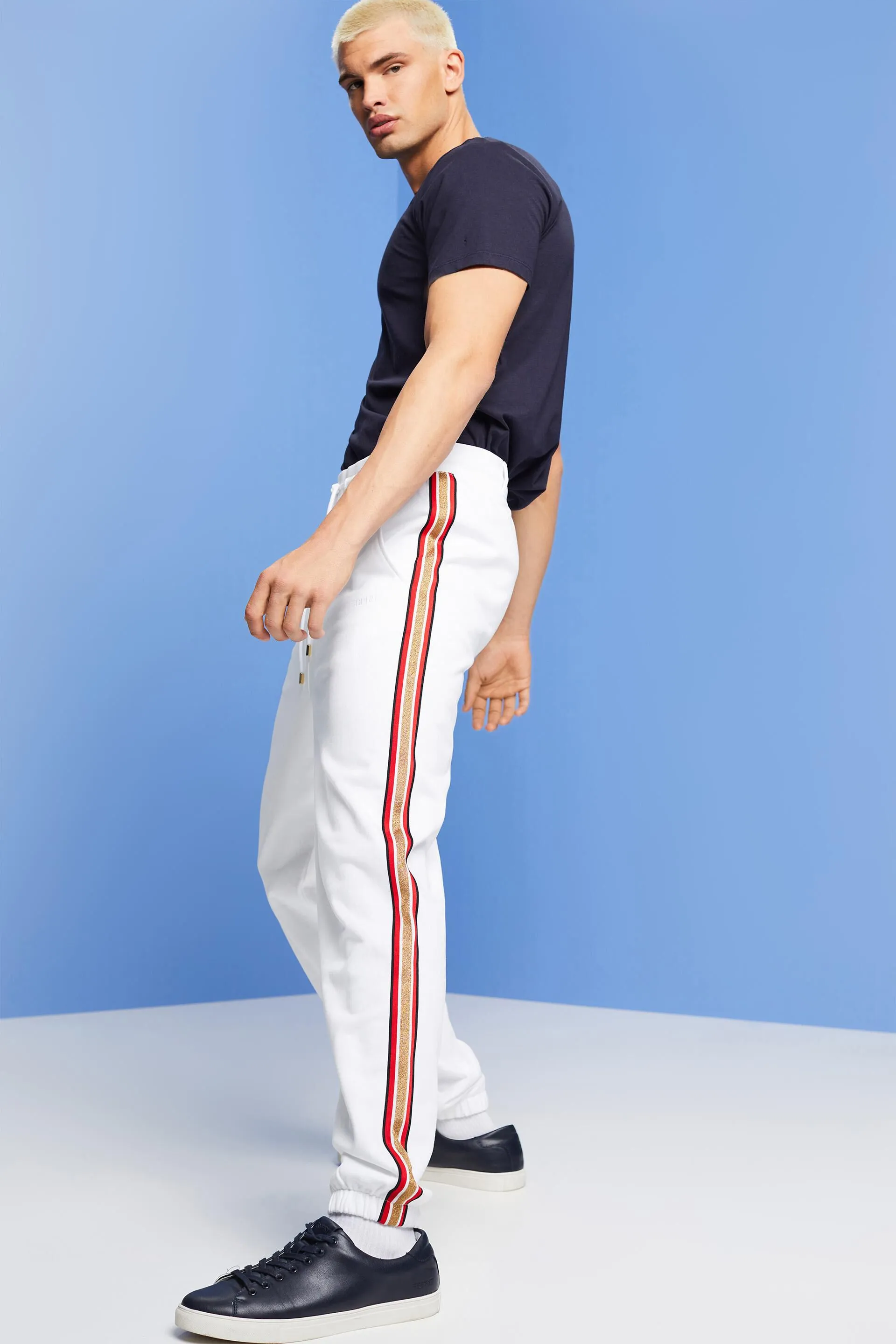 Pantaloni sportivi a righe in cotone