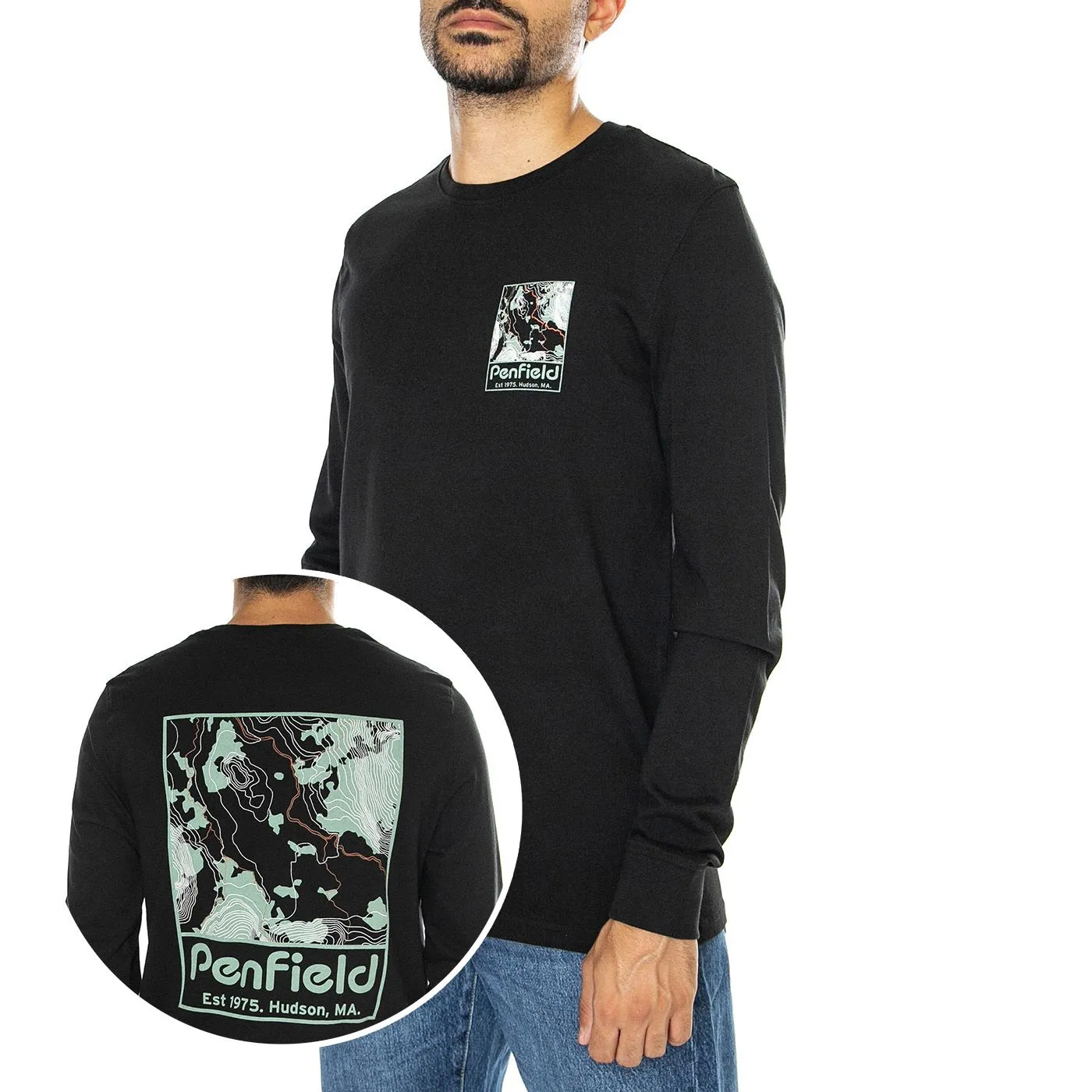 PENFIELD Penfield Yosemite Trail Back G Black - Maglietta Girocollo Uomo Nera    