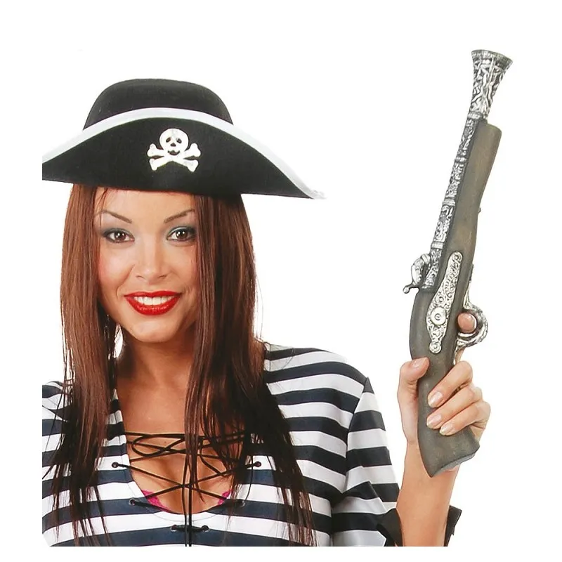 PISTOLA TRABUCCO PIRATA 42CM IN PLASTICA ANTICATA PER TRAVESTIMENTI DI CARNEVALE HALLOWEEN GIOCATTOLO COD 16572 GUIRCA