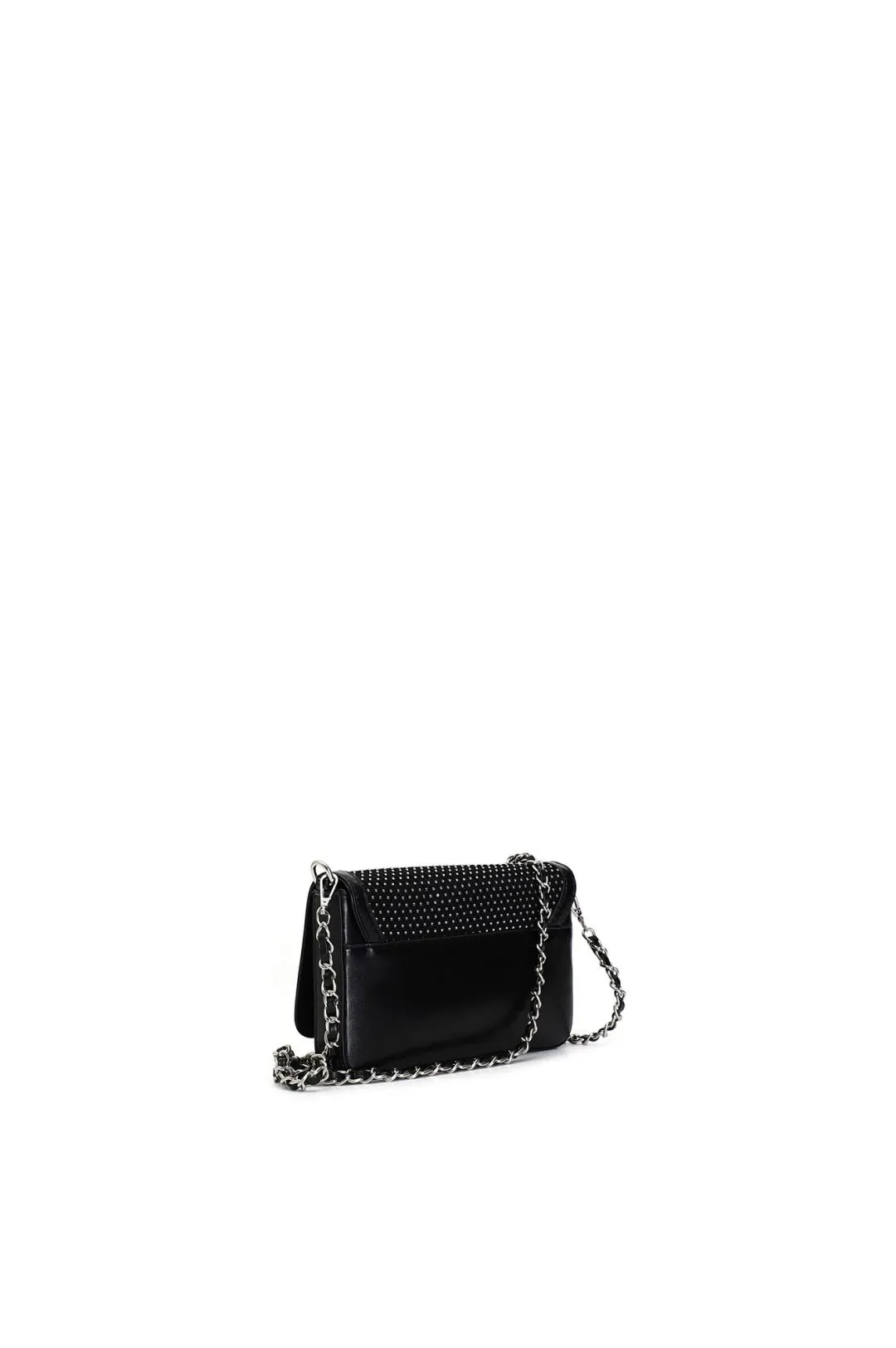 pochette in rete con strass nero