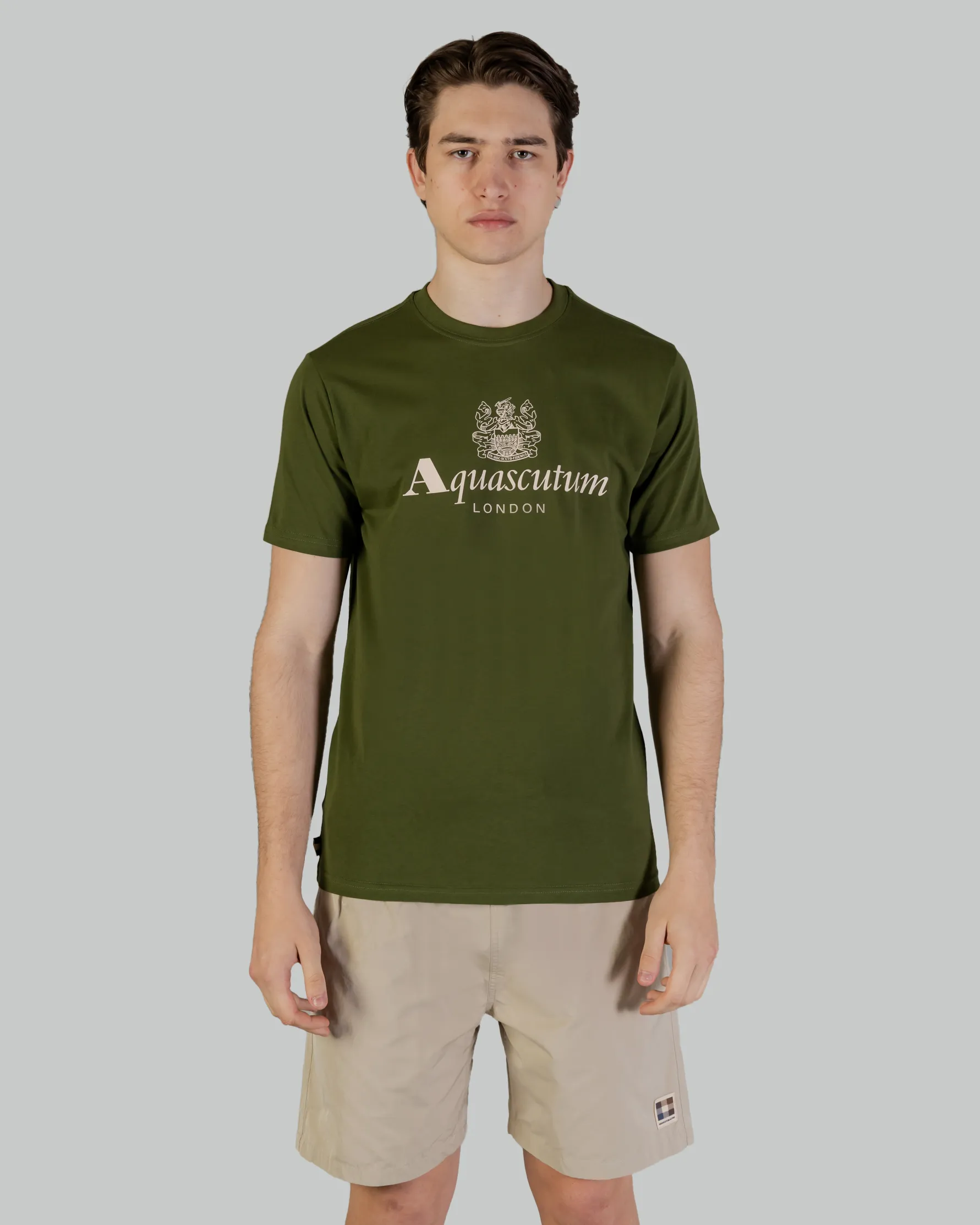 Polo manica corta Aquascutum ACTIVE BIG LOGO T-SHIRT Verde Oliva