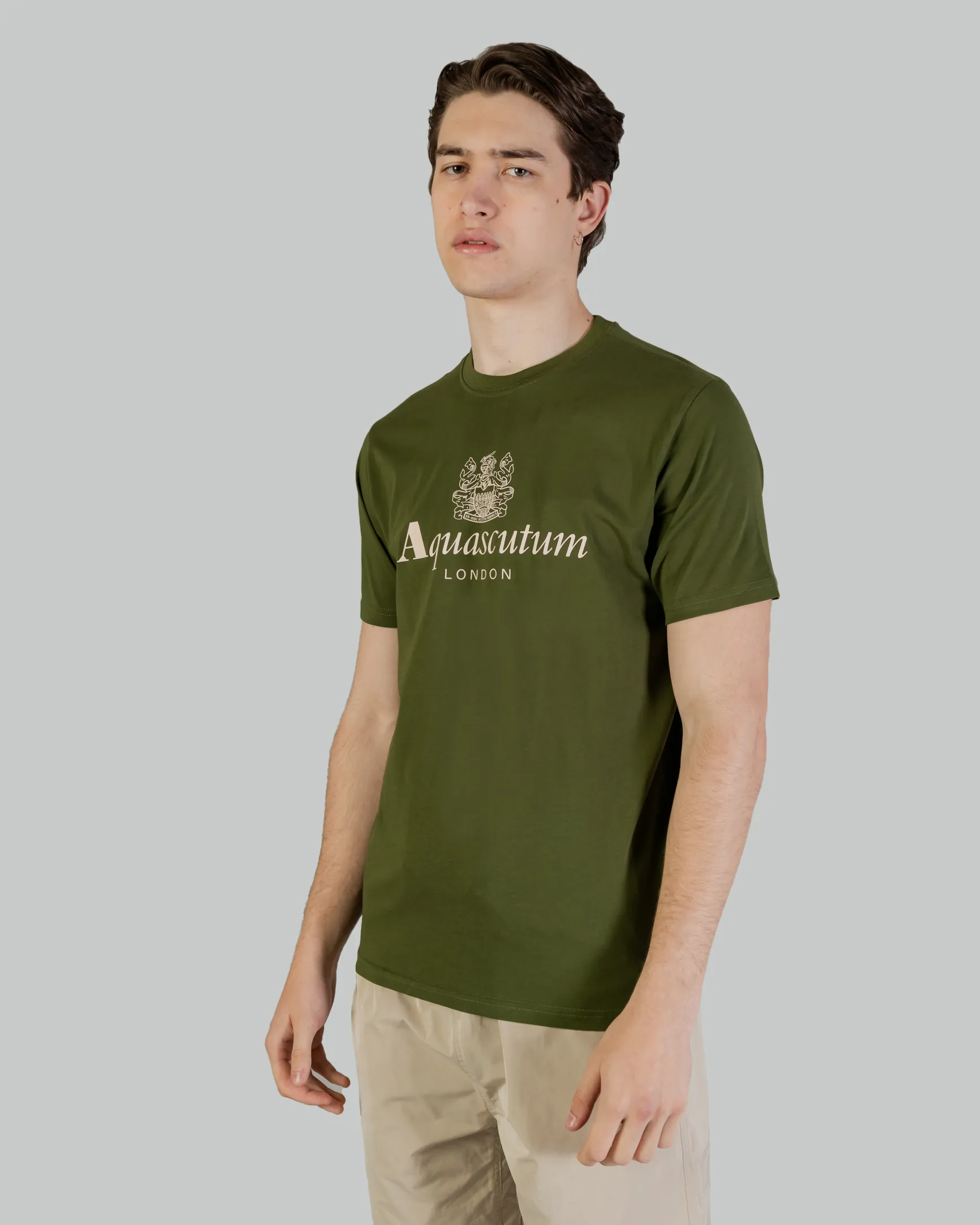 Polo manica corta Aquascutum ACTIVE BIG LOGO T-SHIRT Verde Oliva