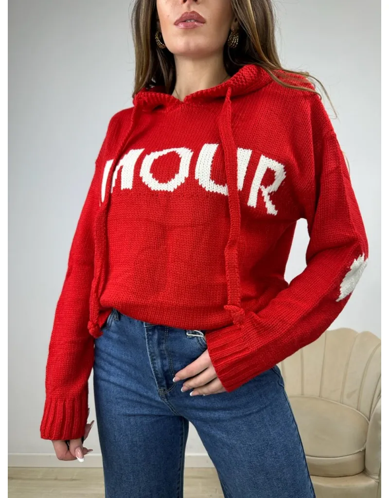 PULLOVER FELPA AMOUR ROSSO