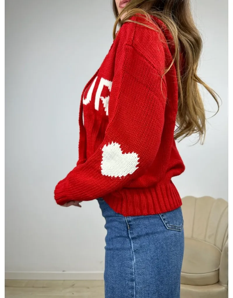 PULLOVER FELPA AMOUR ROSSO