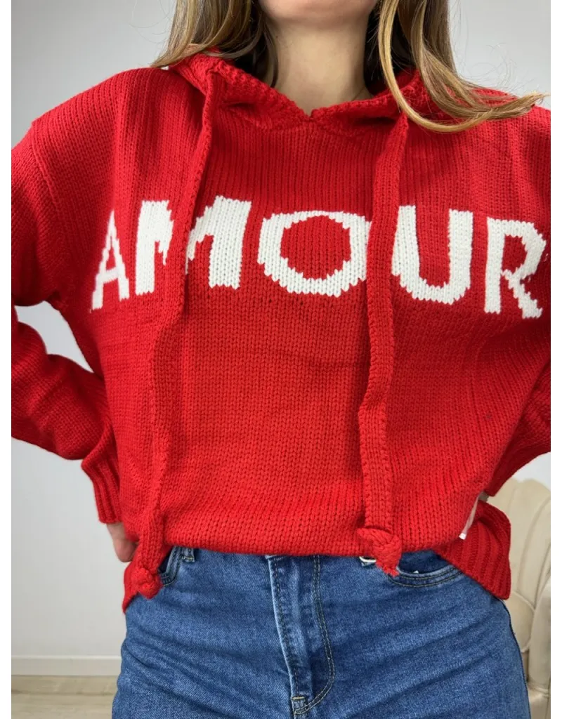 PULLOVER FELPA AMOUR ROSSO