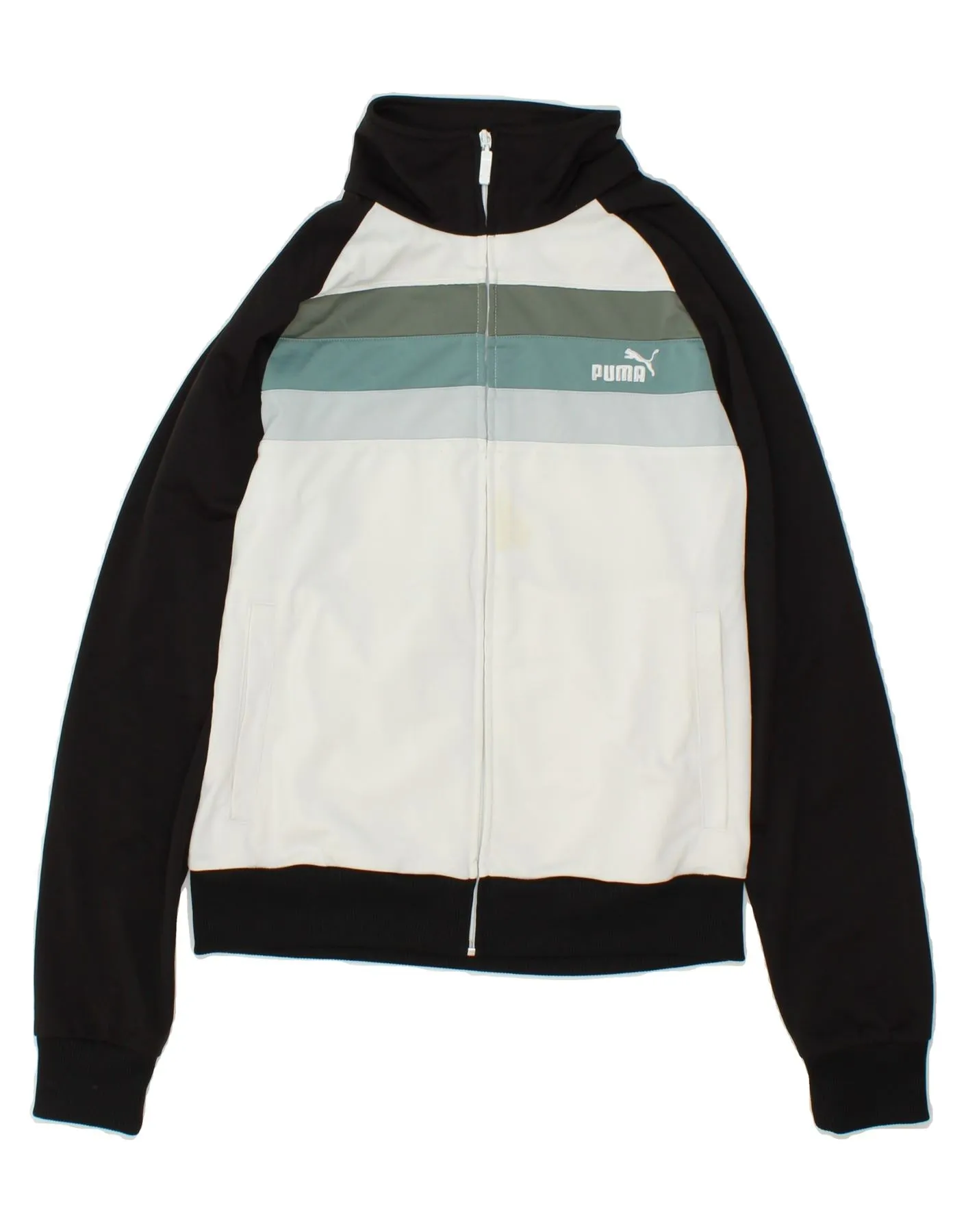 PUMA Mens Tracksuit Top Jacket Small White Colourblock Polyester