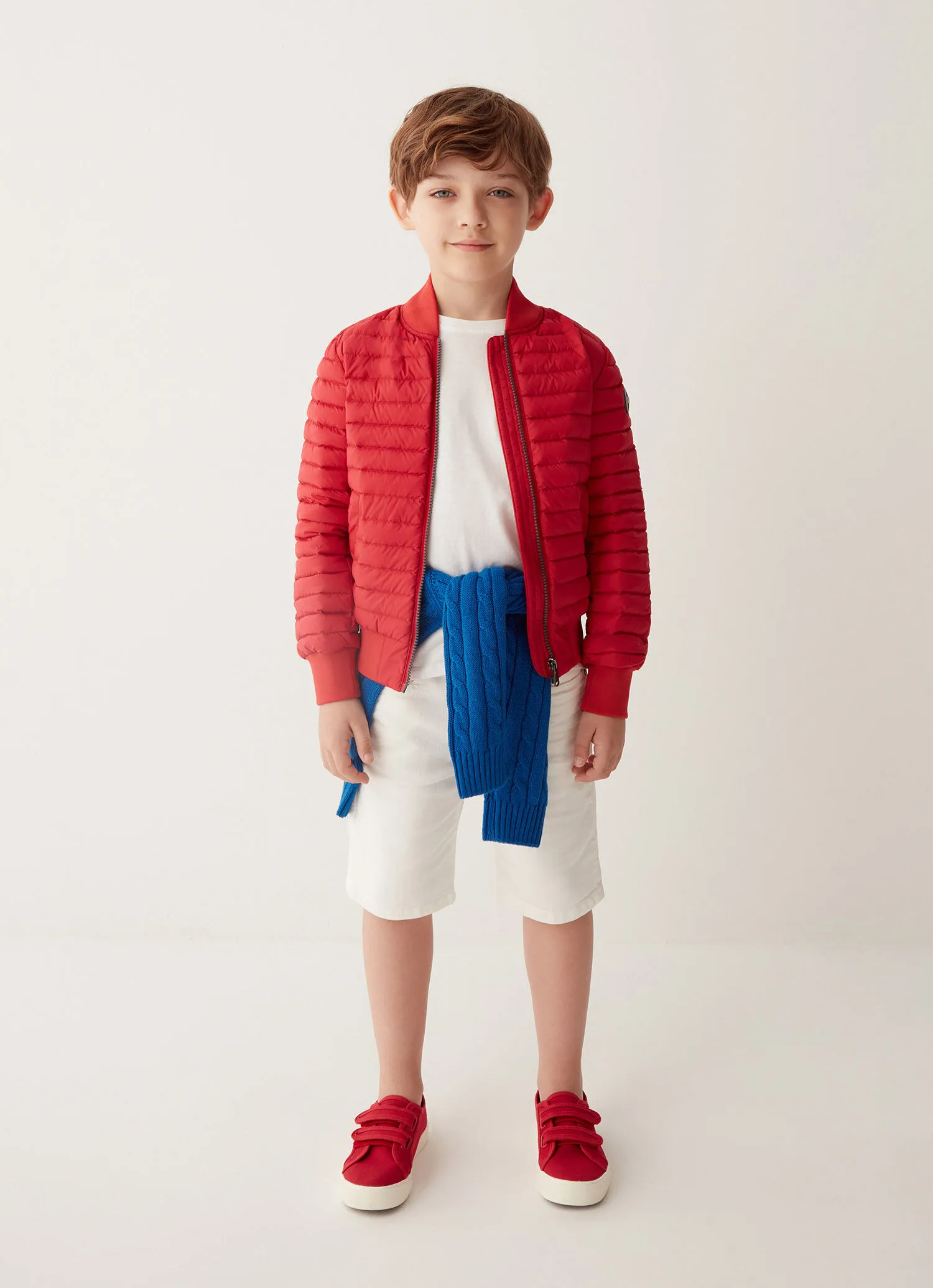 Quilted down bomber jacket