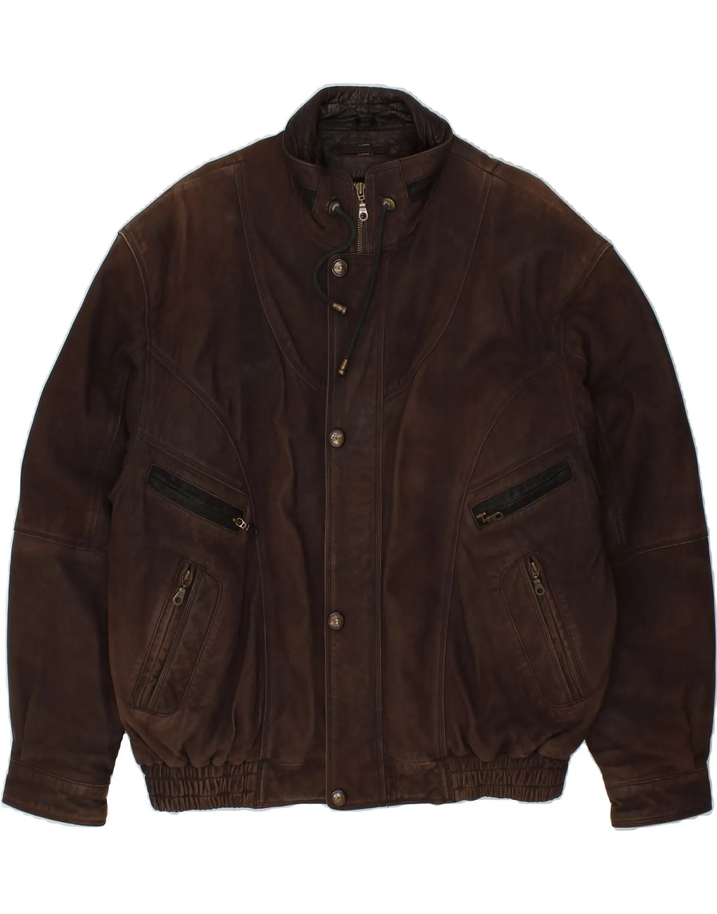 RABERG Mens Leather Jacket IT 54 2XL Brown Leather