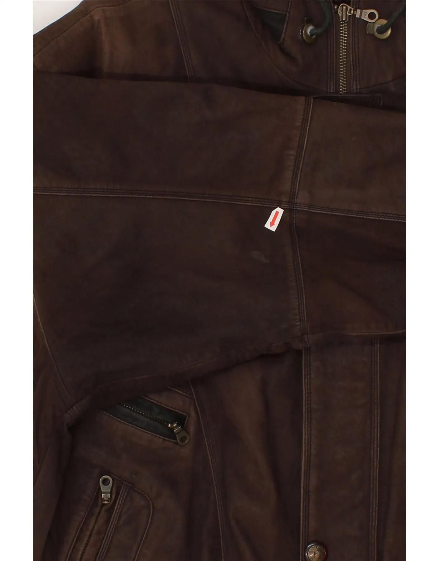RABERG Mens Leather Jacket IT 54 2XL Brown Leather