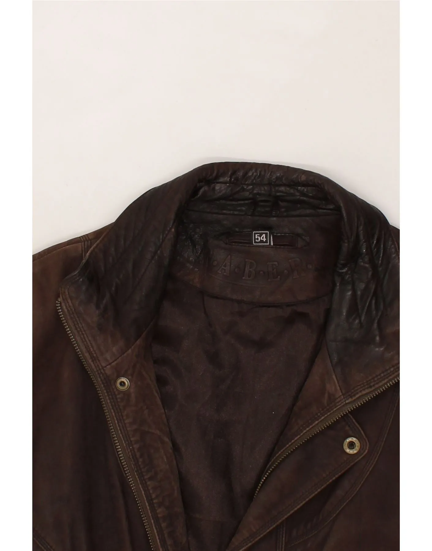 RABERG Mens Leather Jacket IT 54 2XL Brown Leather