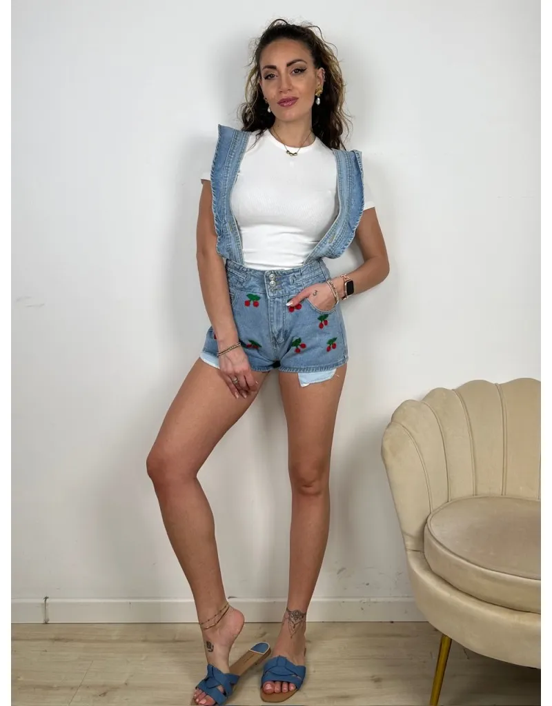 SALOPETTE DENIM CHERRY