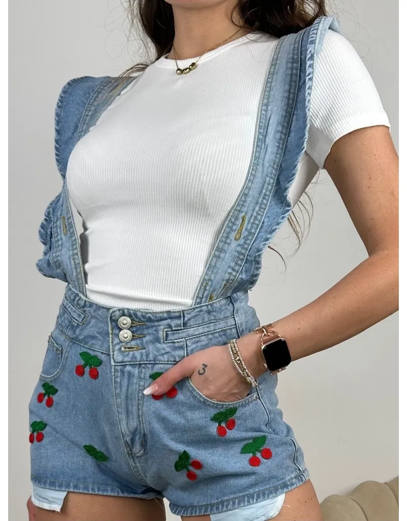 SALOPETTE DENIM CHERRY