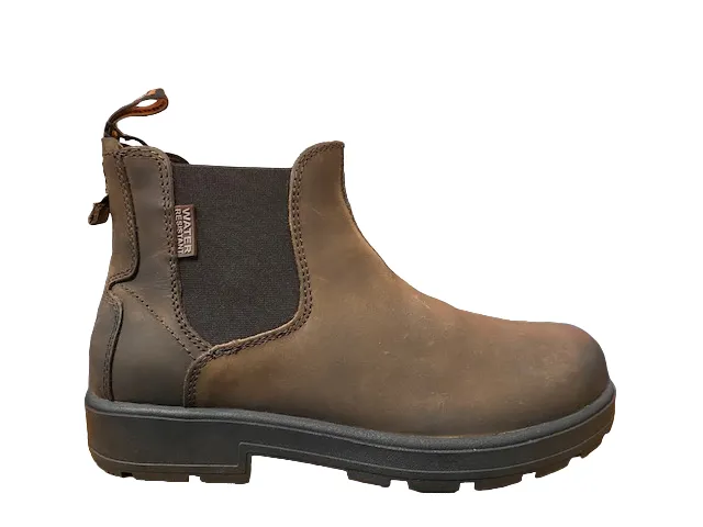 Shooters Men's leather ankle boot with water resistant elastic S3634 06 dark brown-brown