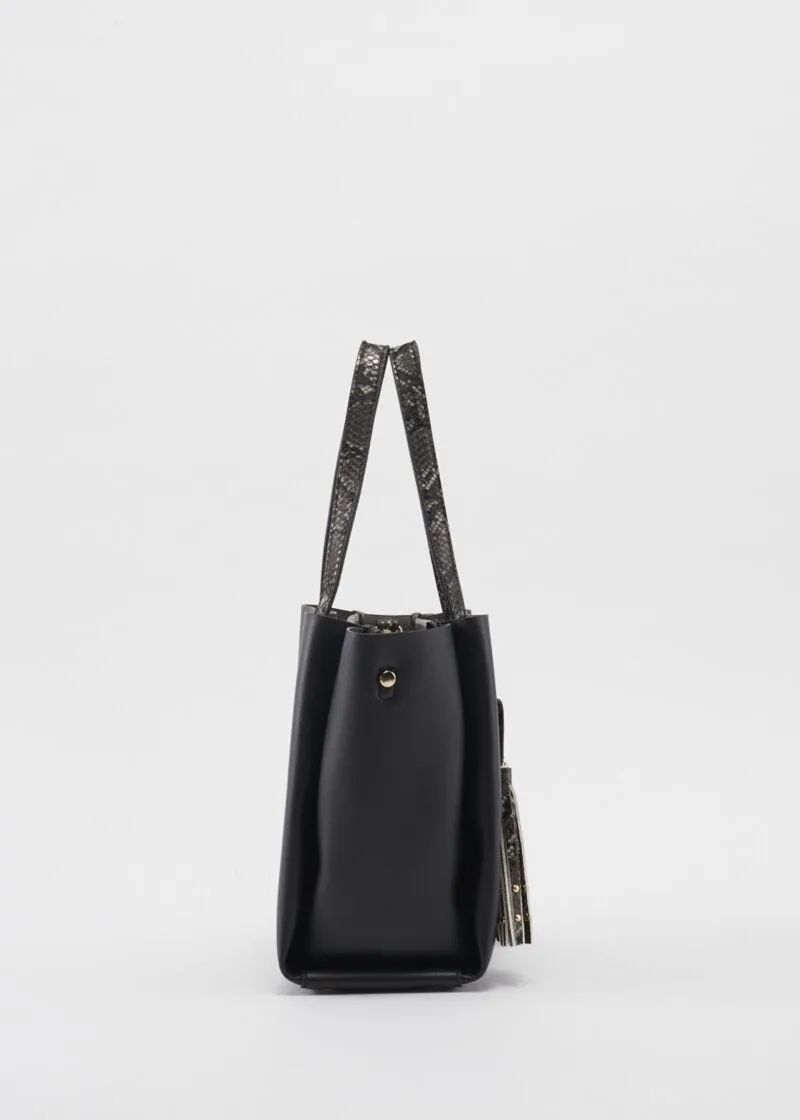 Shopping bag piccola con manici pitonati