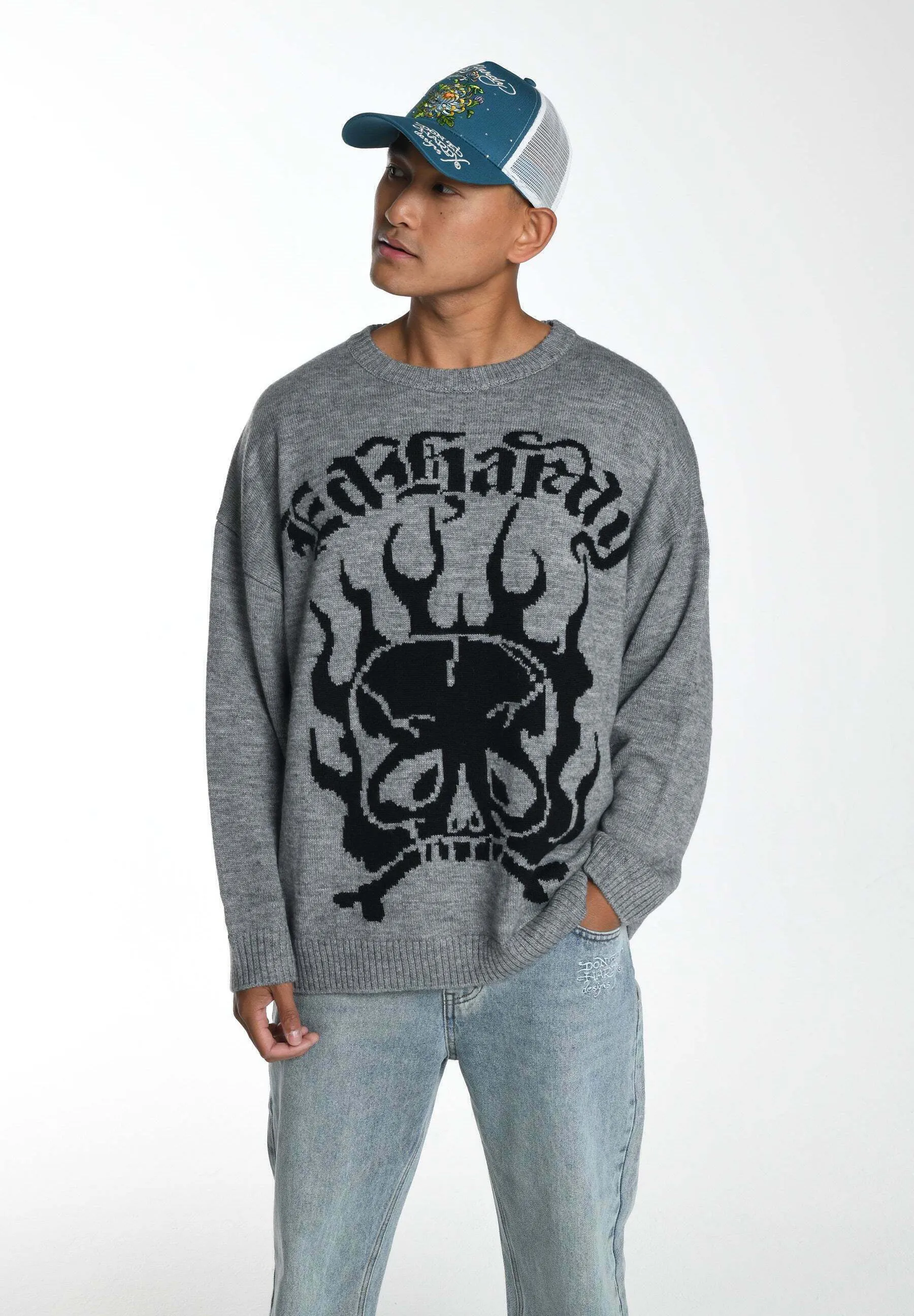 SKULL IN FLAMES  - Maglione