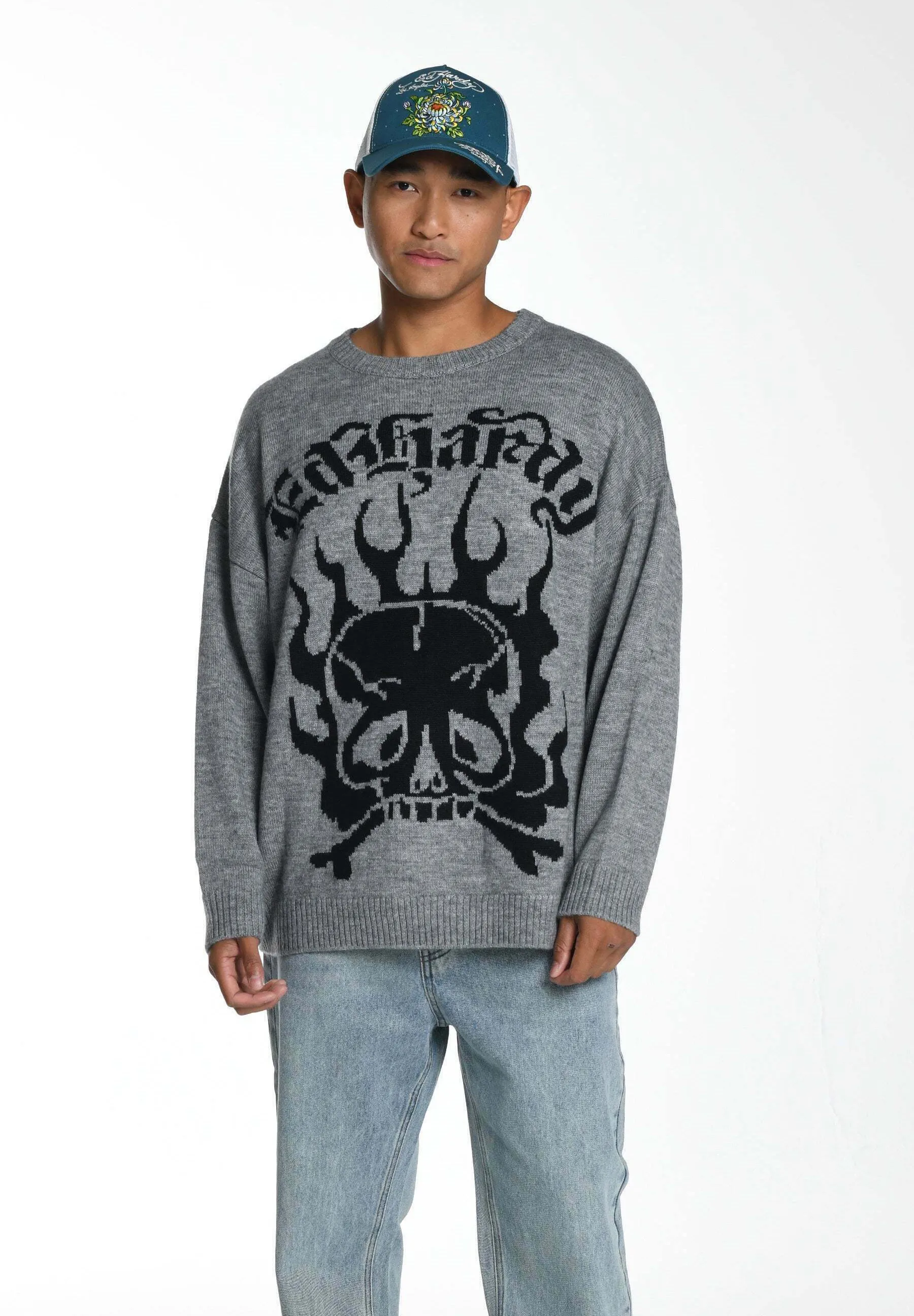 SKULL IN FLAMES  - Maglione