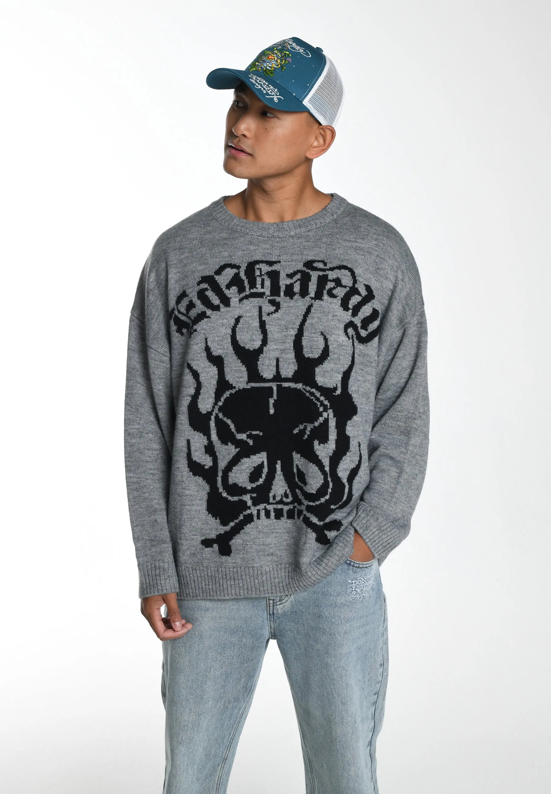 SKULL IN FLAMES  - Maglione