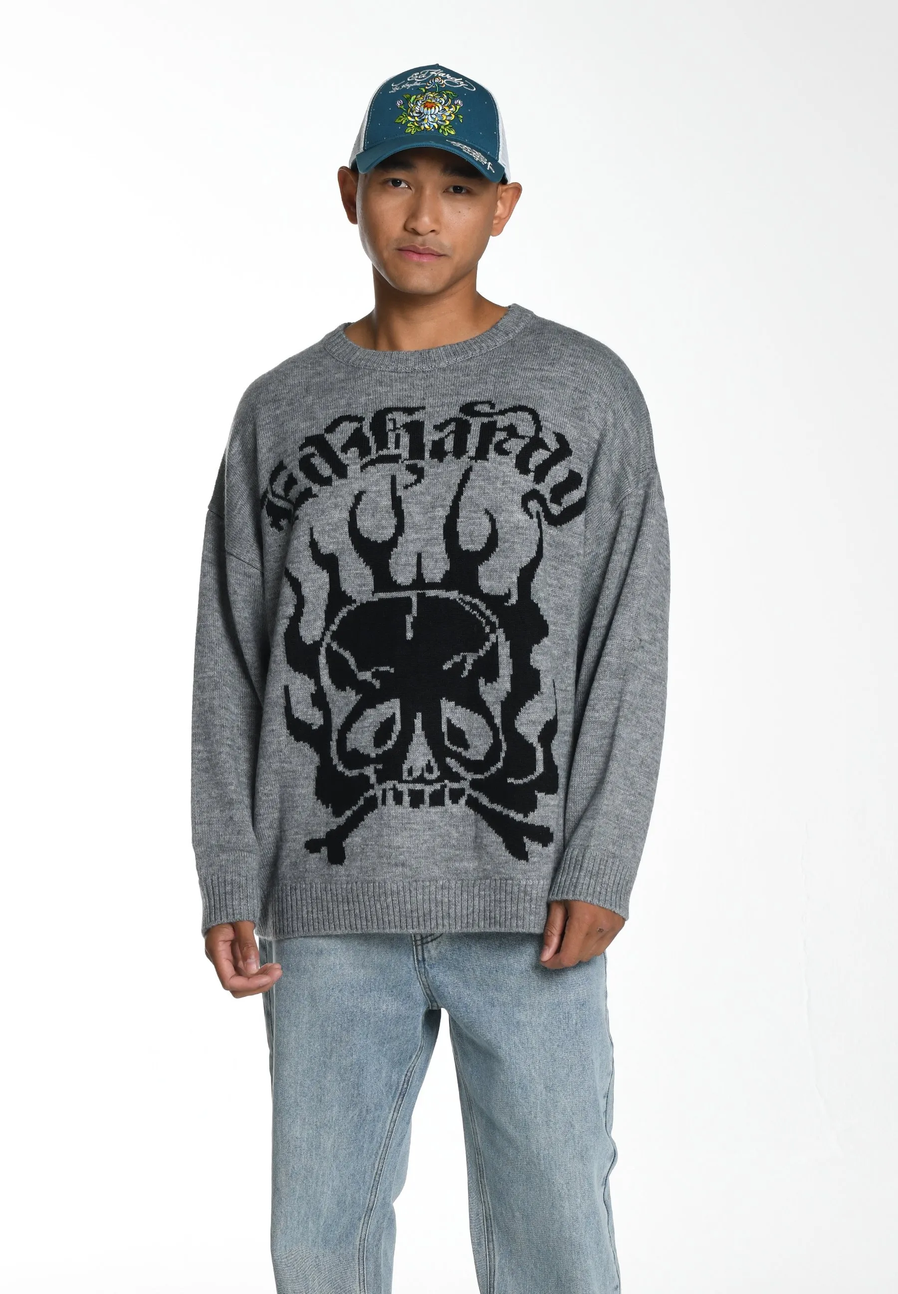 SKULL IN FLAMES  - Maglione