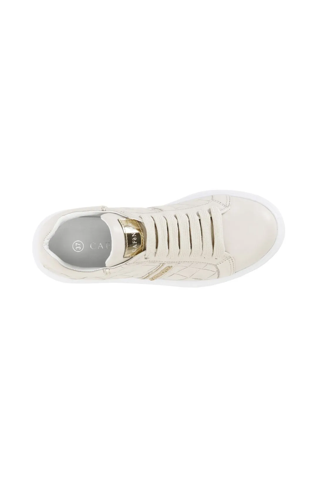 sneakers in pelle stampa intreccio su suola a cassetta beige