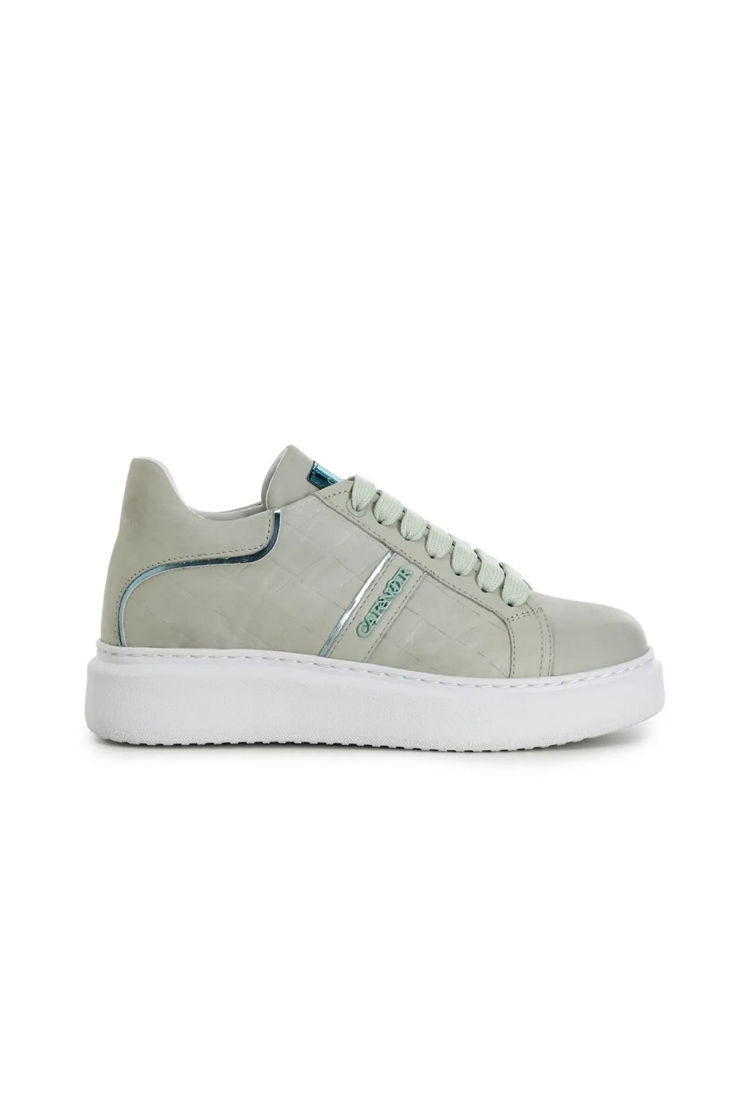 sneakers in pelle stampa intreccio su suola a cassetta menta