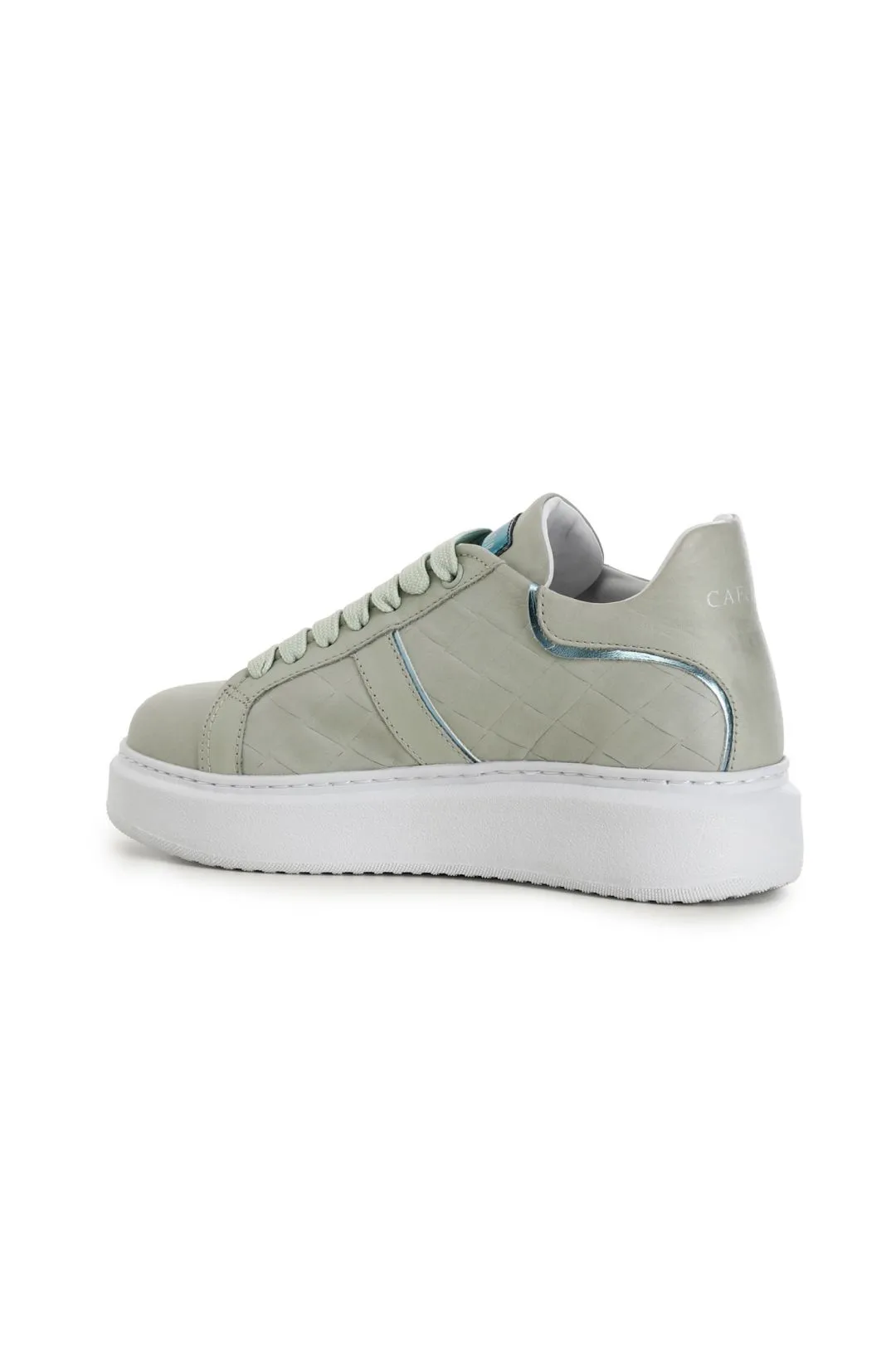 sneakers in pelle stampa intreccio su suola a cassetta menta