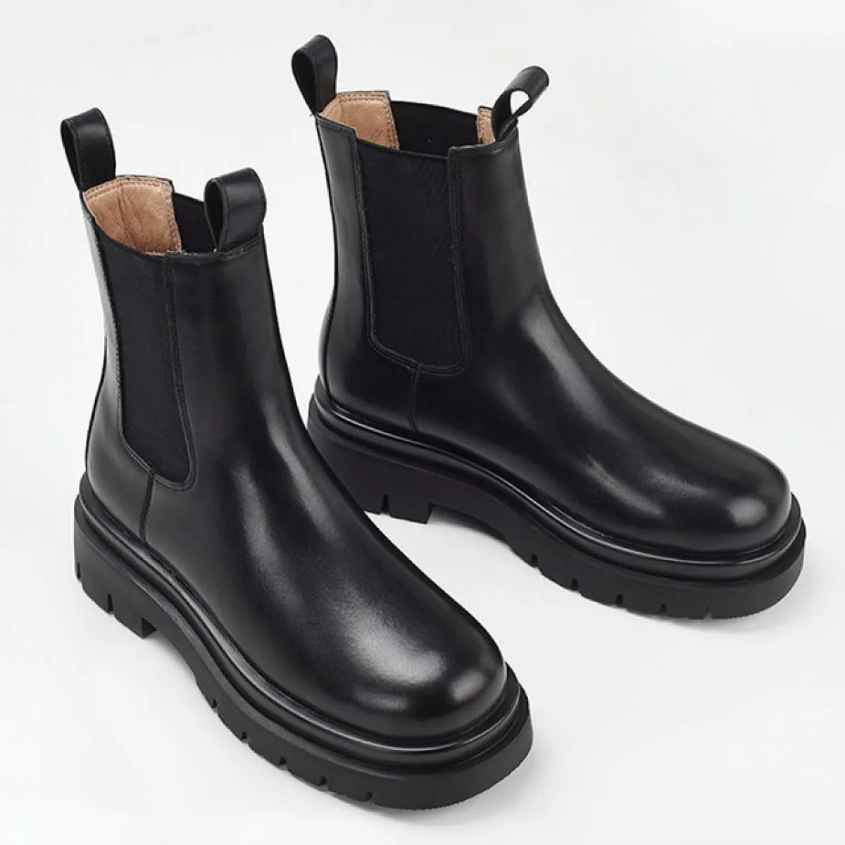 Stivaletti Chelsea alla moda di lusso da donna Scarpe in vera pelle nere Stivaletti con plateau autunno inverno Stivaletti da do