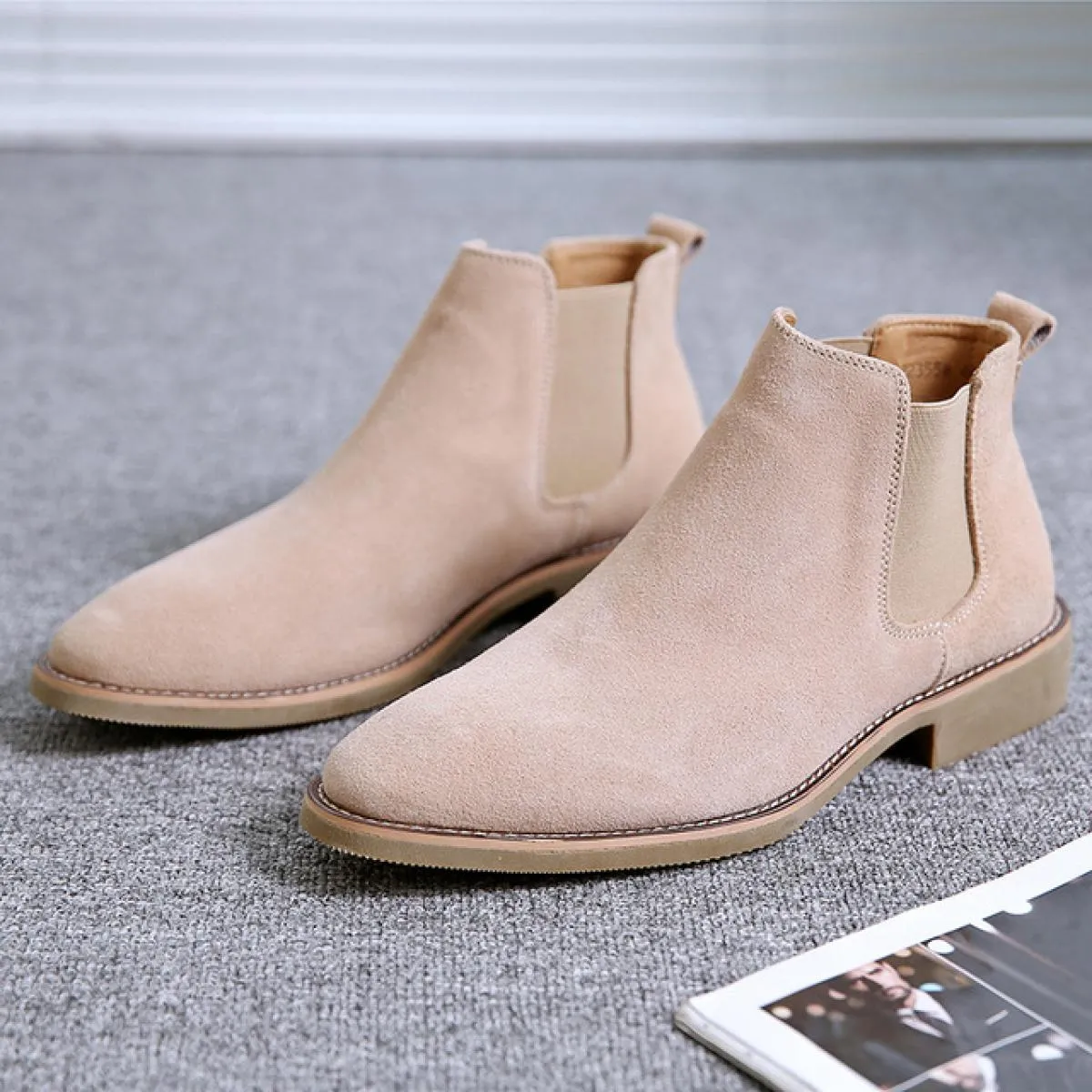 Stivaletti Chelsea classici retrò da uomo Stivaletti casual in pelle scamosciata di mucca in vera pelle da uomo Stivaletti casua