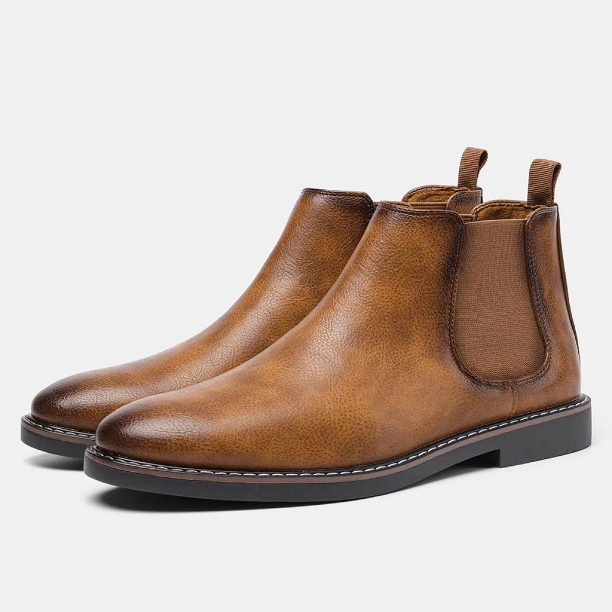 Stivaletti Chelsea classici retrò da uomo Stivaletti in pelle alla moda con patina britannica Stivaletti casual da uomo Scarpe a