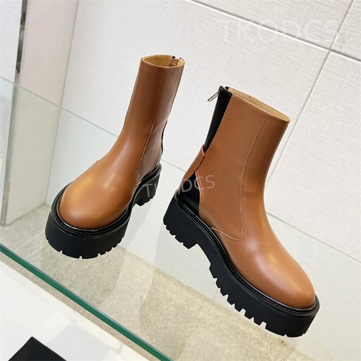 Stivaletti Chelsea da donna marroni neri Stivaletti corti in vera pelle Botas classici Stivaletti da donna con suola spessa Desi