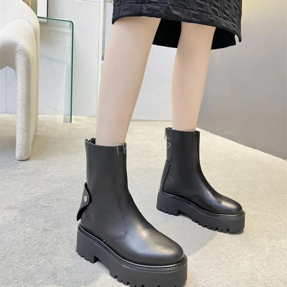 Stivaletti Chelsea da donna marroni neri Stivaletti corti in vera pelle Botas classici Stivaletti da donna con suola spessa Desi