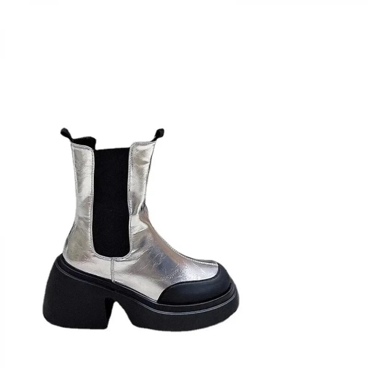 Stivaletti Chelsea da donna Zeppe con suola morbida Stivaletti da donna Tacco quadrato Stivaletti con testa tonda di colore moda