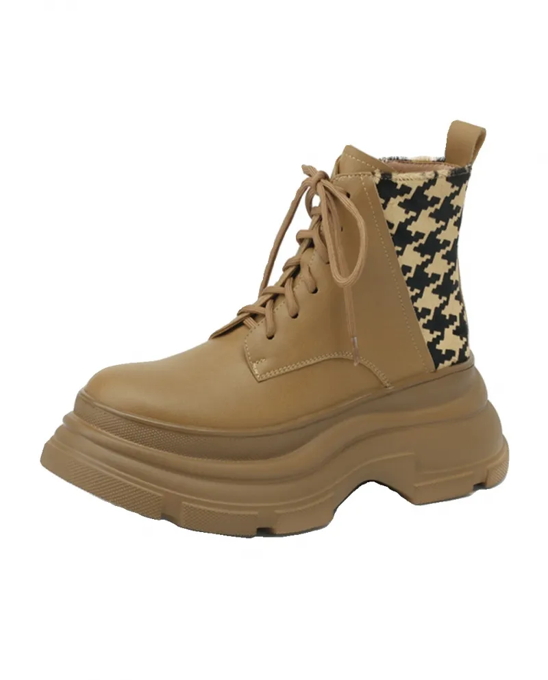 Stivaletti Corti Con Lacci Con Suola Spessa Per Piccole Donne, Stivaletti Da Donna Con Suola Piattaforma, Nuovi Stivaletti Con A