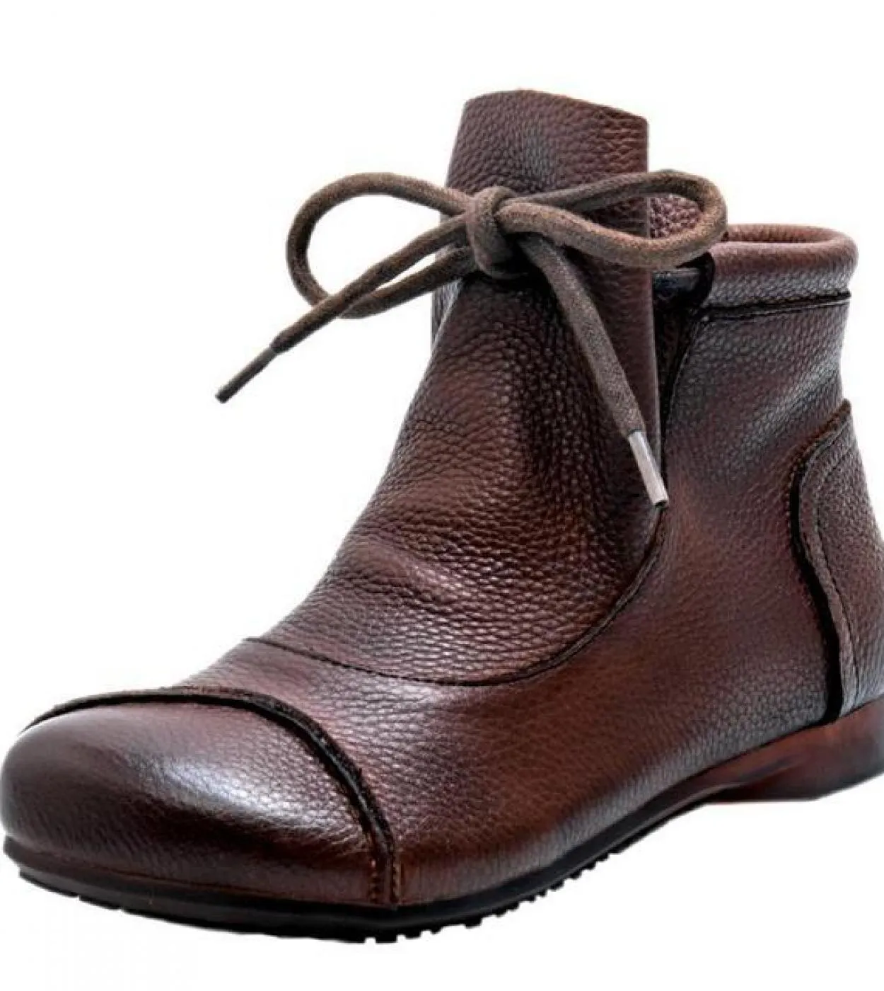 Stivaletti da donna in vera pelle PU Stivaletti da donna comodi stile semplice Stivaletti con fondo morbido con lacci Nero Marro
