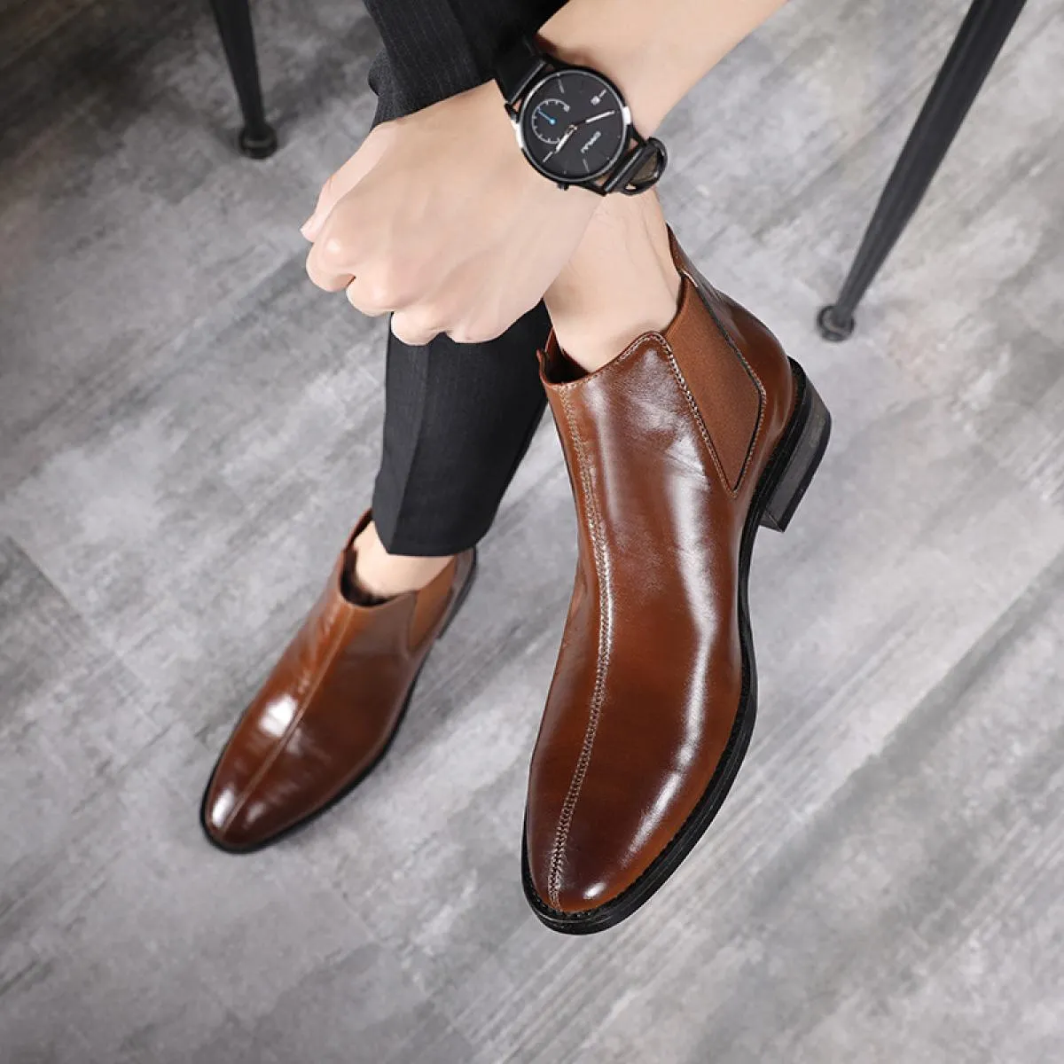 Stivaletti moda uomo Stivaletti Chelsea classici vintage Stivaletti da uomo Scarpe casual in pelle da uomo Stivali bassi da uomo