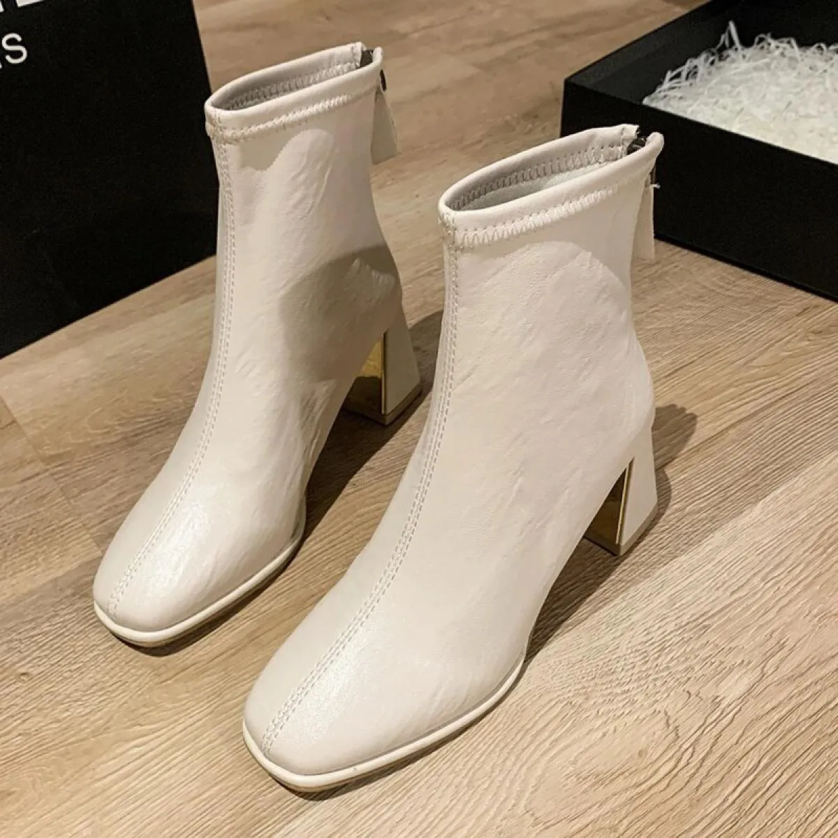 Stivaletti Tacchi Alti Mart Boots Shoe Stivali da Donna Stivaletti Moda in Pelle