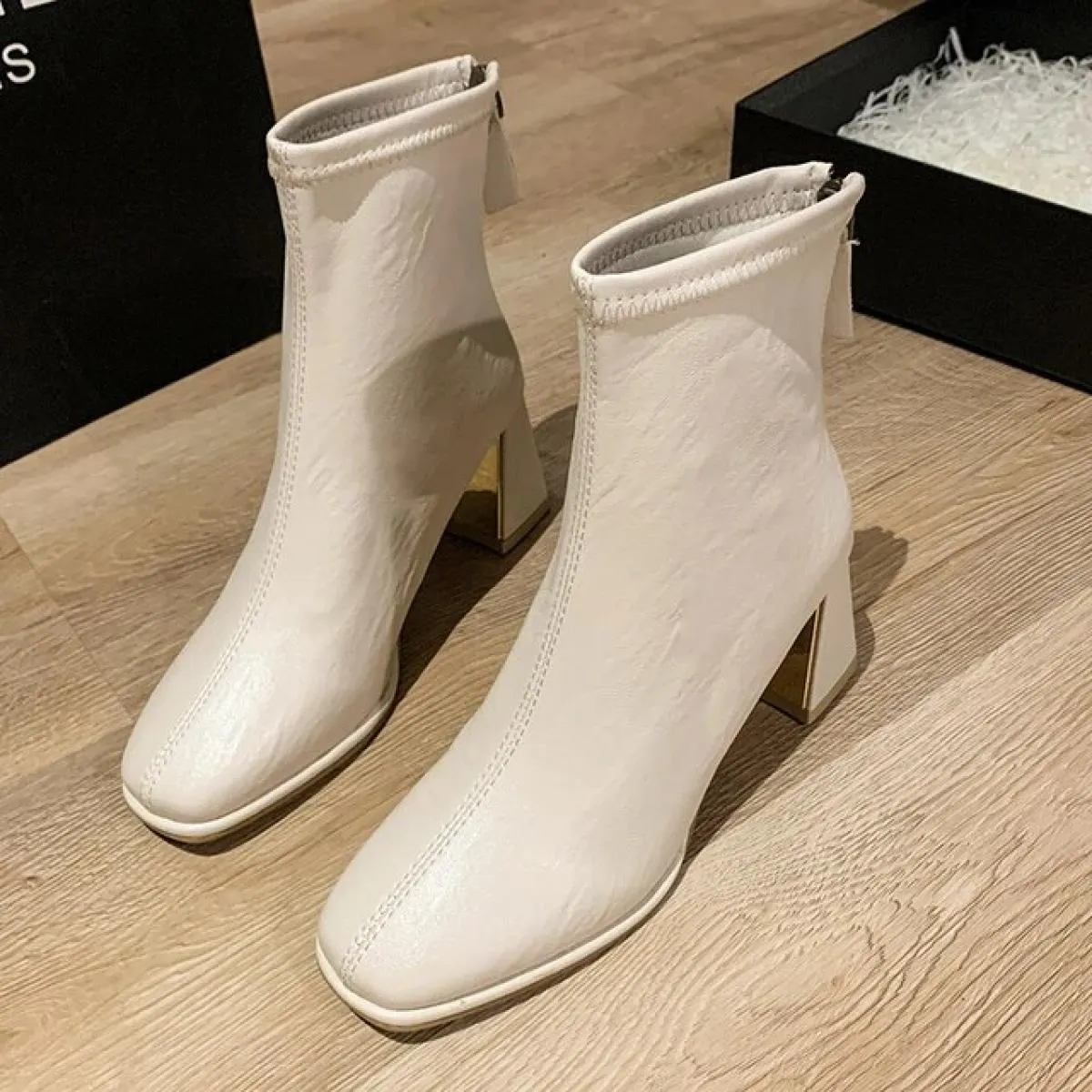 Stivaletti Tacchi Alti Mart Boots Shoe Stivali da Donna Stivaletti Moda in Pelle