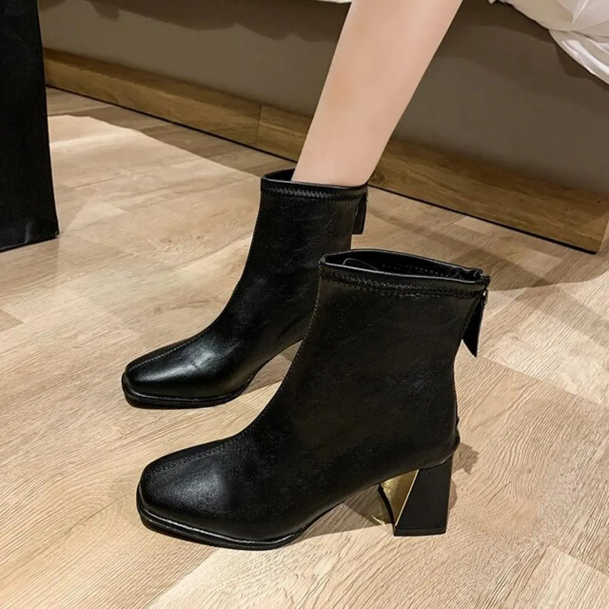 Stivaletti Tacchi Alti Mart Boots Shoe Stivali da Donna Stivaletti Moda in Pelle