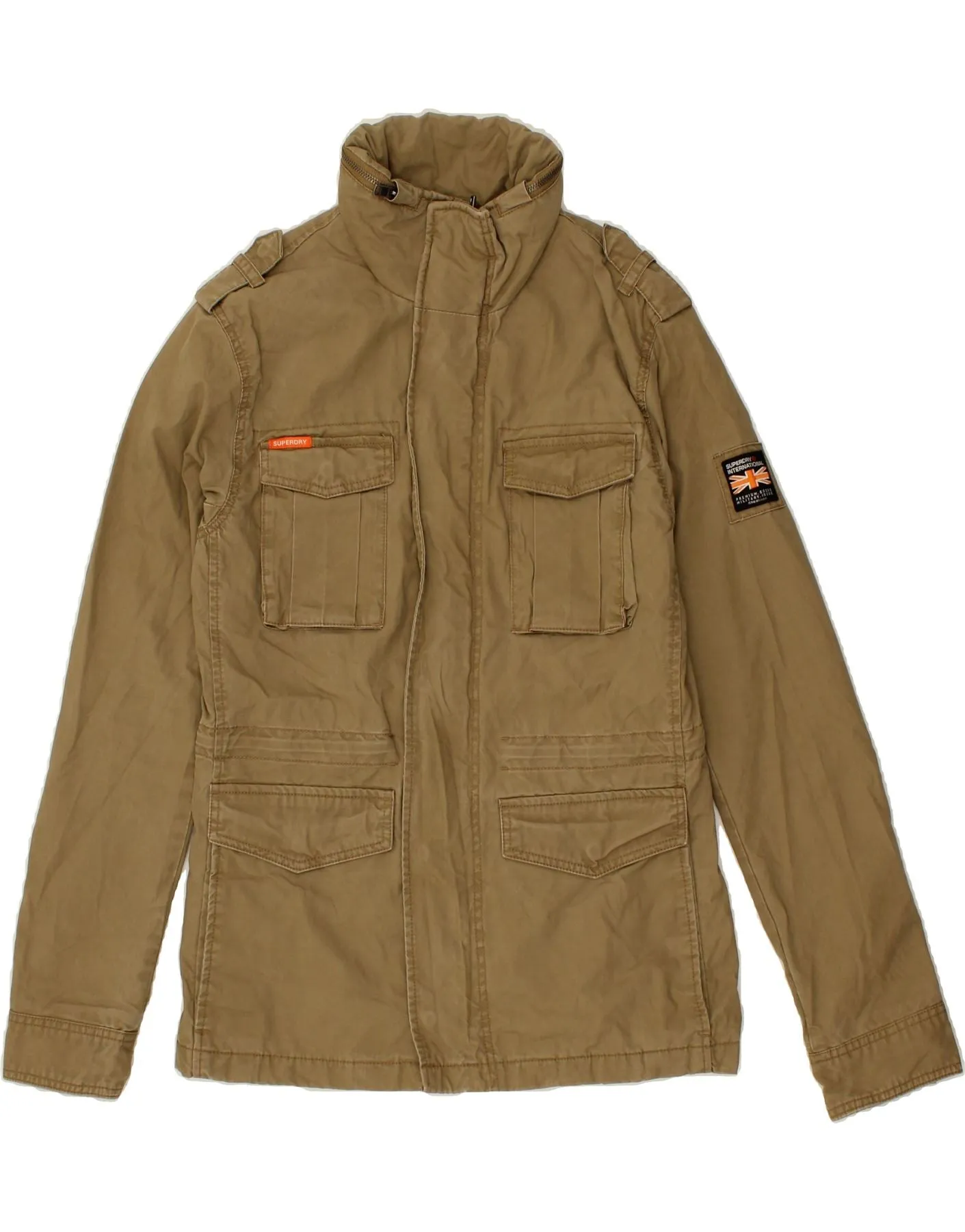 SUPERDRY Mens Military Jacket UK 38 Medium Beige Cotton