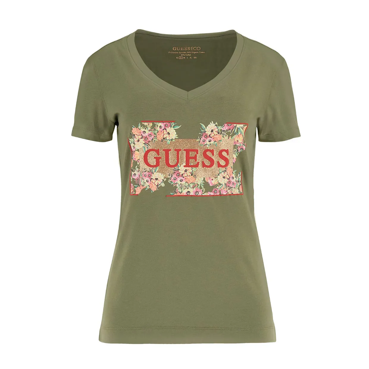 T-shirt Donna Guess Stretch Logo Verde