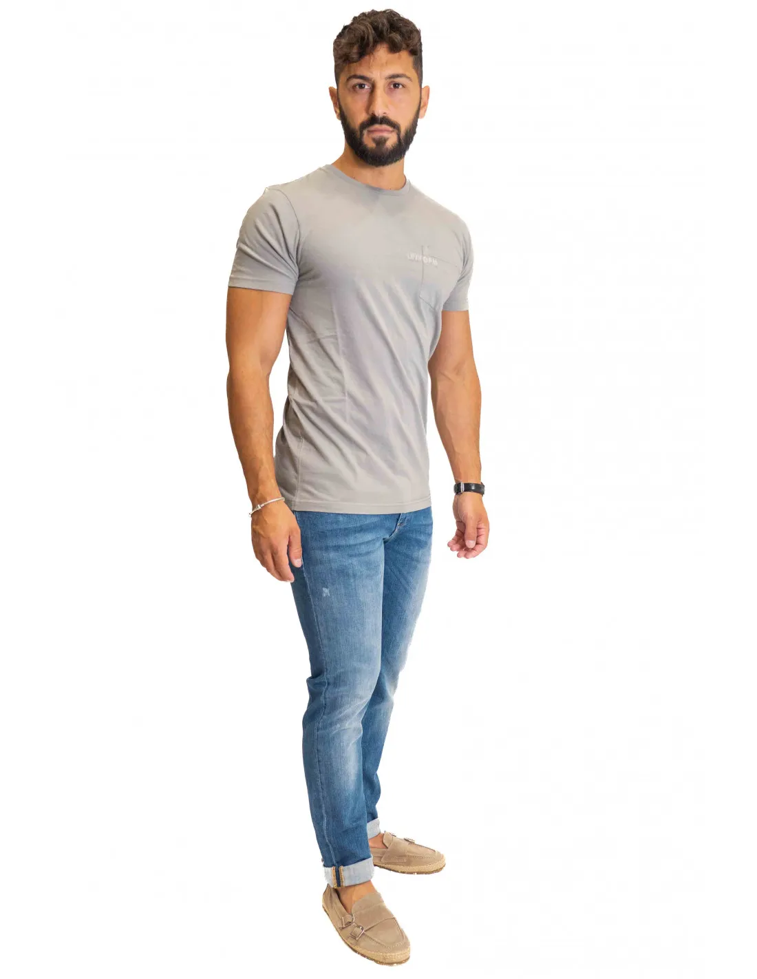 T-Shirt Uniform Jeans - Grigio Taschino