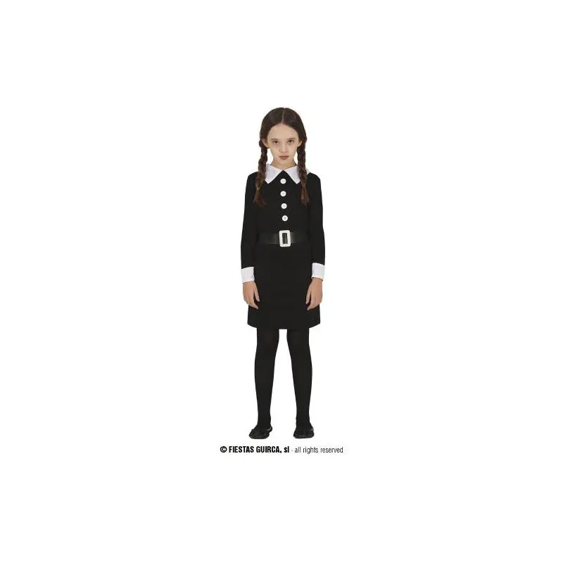 THURSDAY COSTUME CARNEVALE MERCOLEDI 3/4 ANNI PER TRAVESTIMENTI A TEMA FILM FAMIGLIA ADDAMS HALLOWEEN NO ACCESSORI