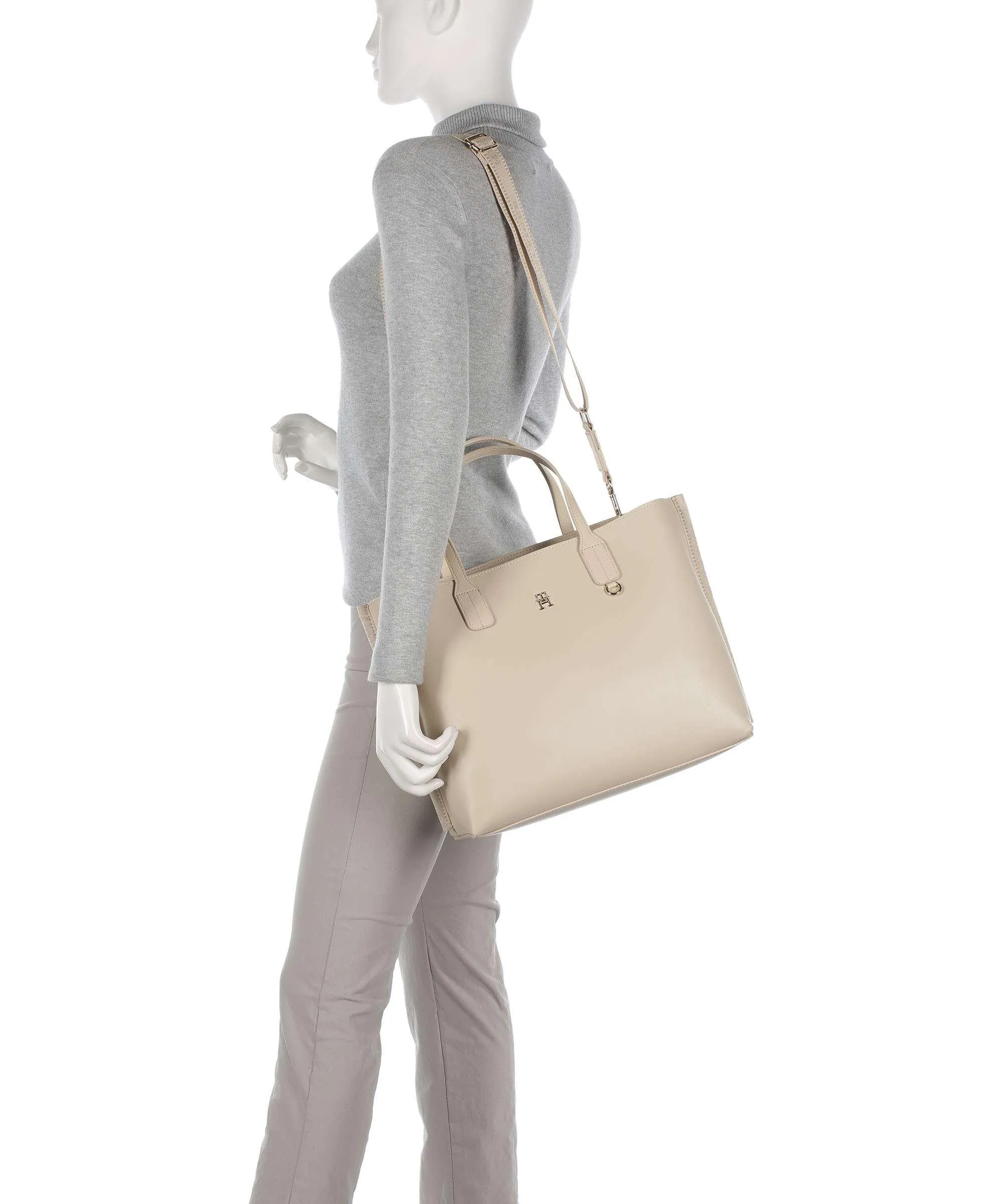  Tommy Hilfiger Iconic Borsa a mano pelle sintetica avorio  